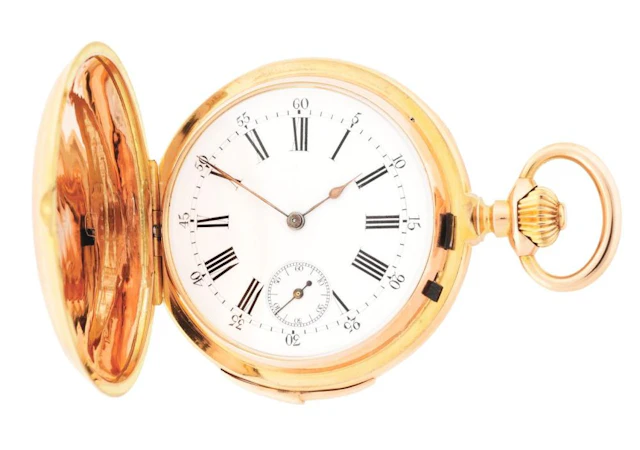 18K PINK GOLD SWISS 32 JEWEL QUARTER-HOUR REPEATING H/C POCKET WATCH.