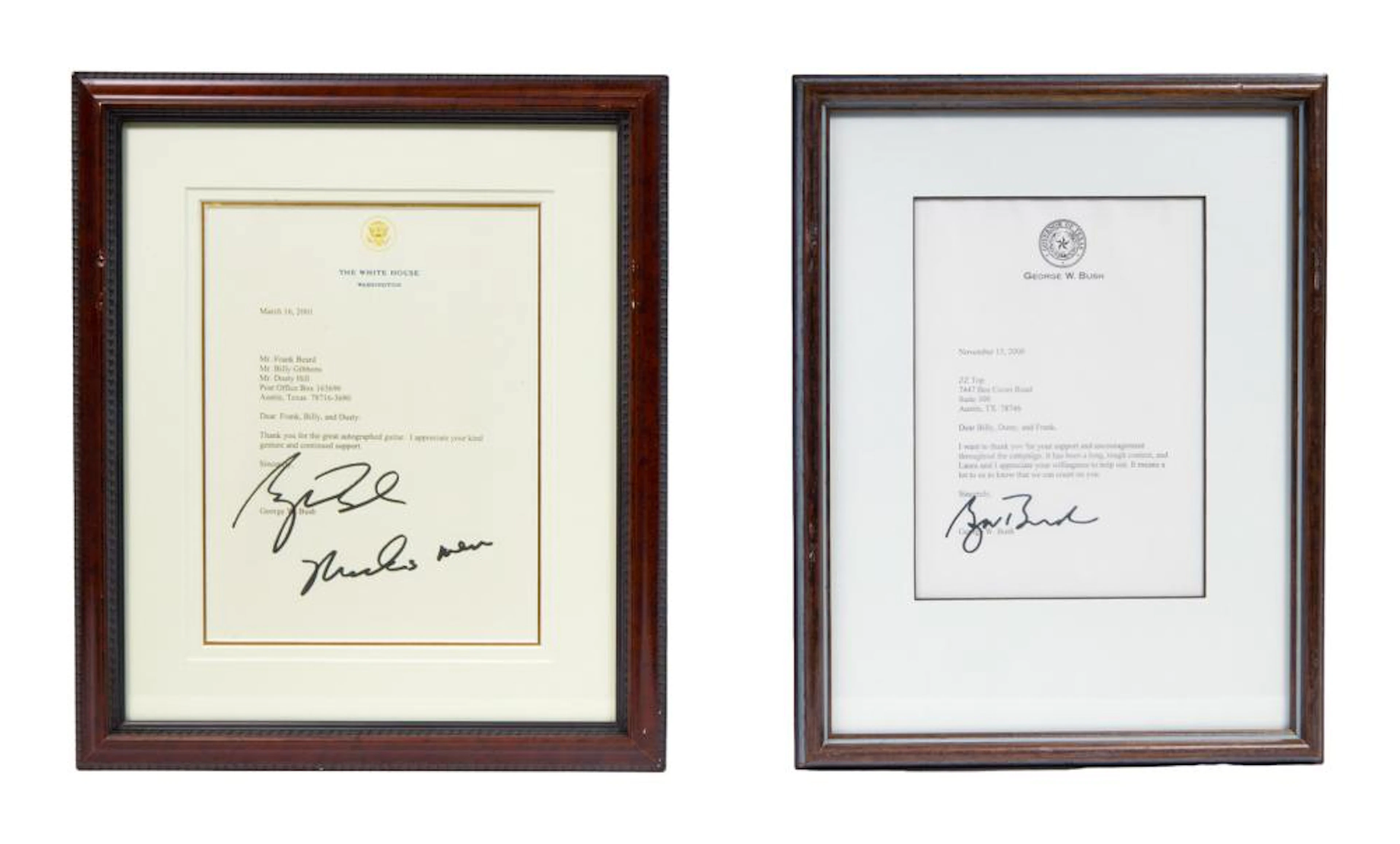 ZZ TOP | DUSTY HILL TWO LETTERS FROM PRESIDENT GEORGE W. BUSH