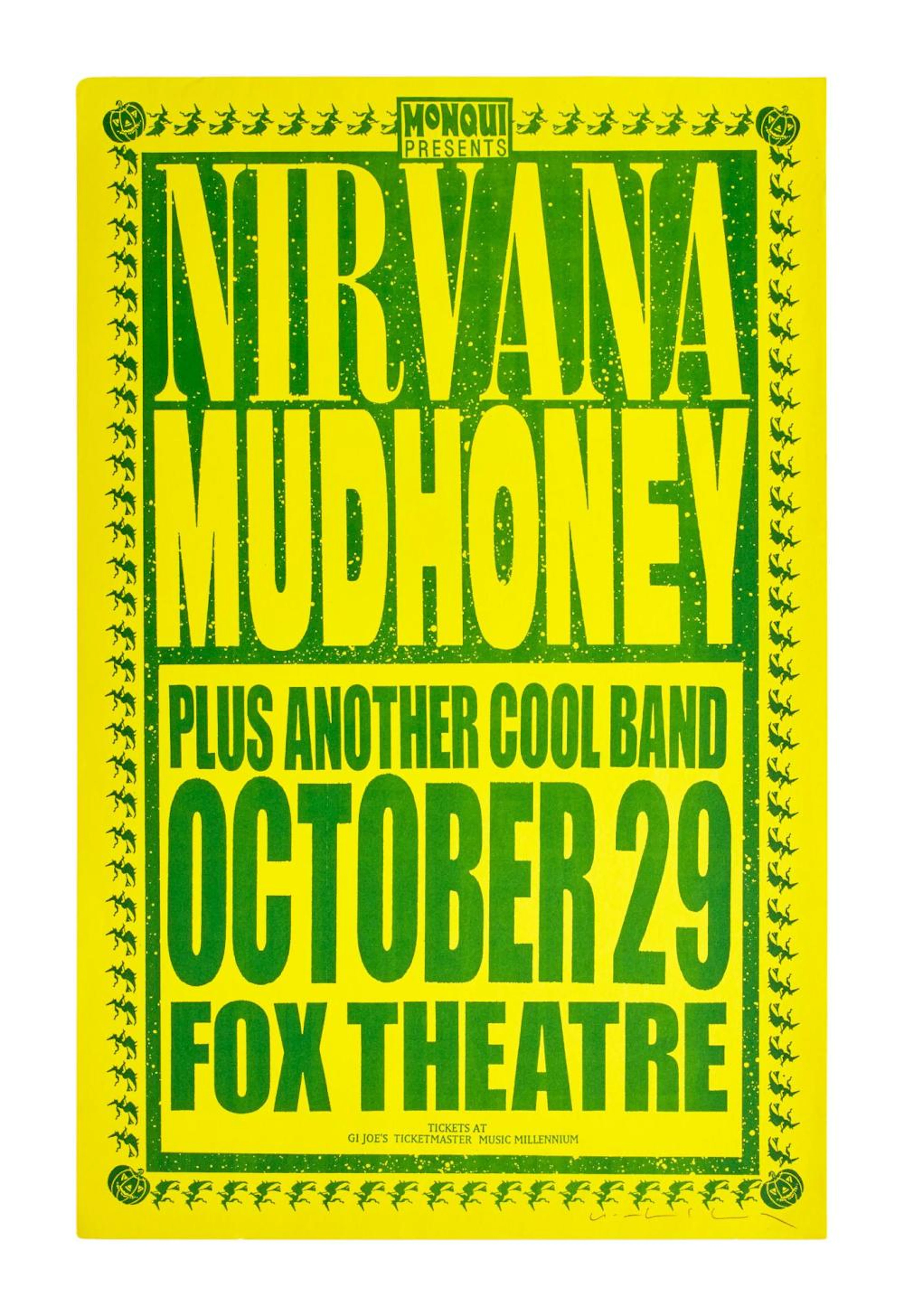 IRVANA | 1991 ARTIST-SIGNED FOX THEATRE CONCERT MINI-POSTER