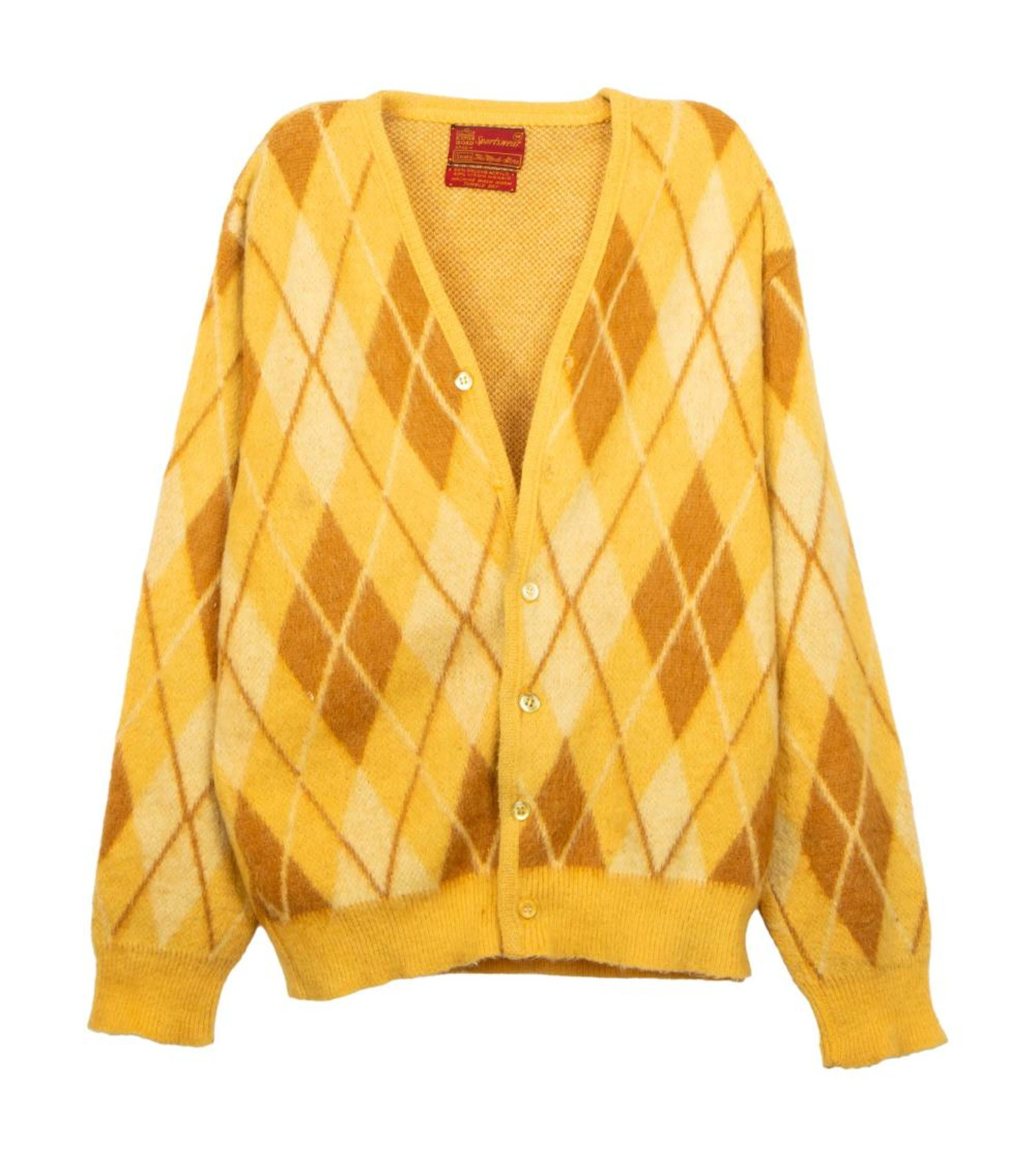 IRVANA | KURT COBAIN OWNED AND WORN ARGYLE CARDIGA