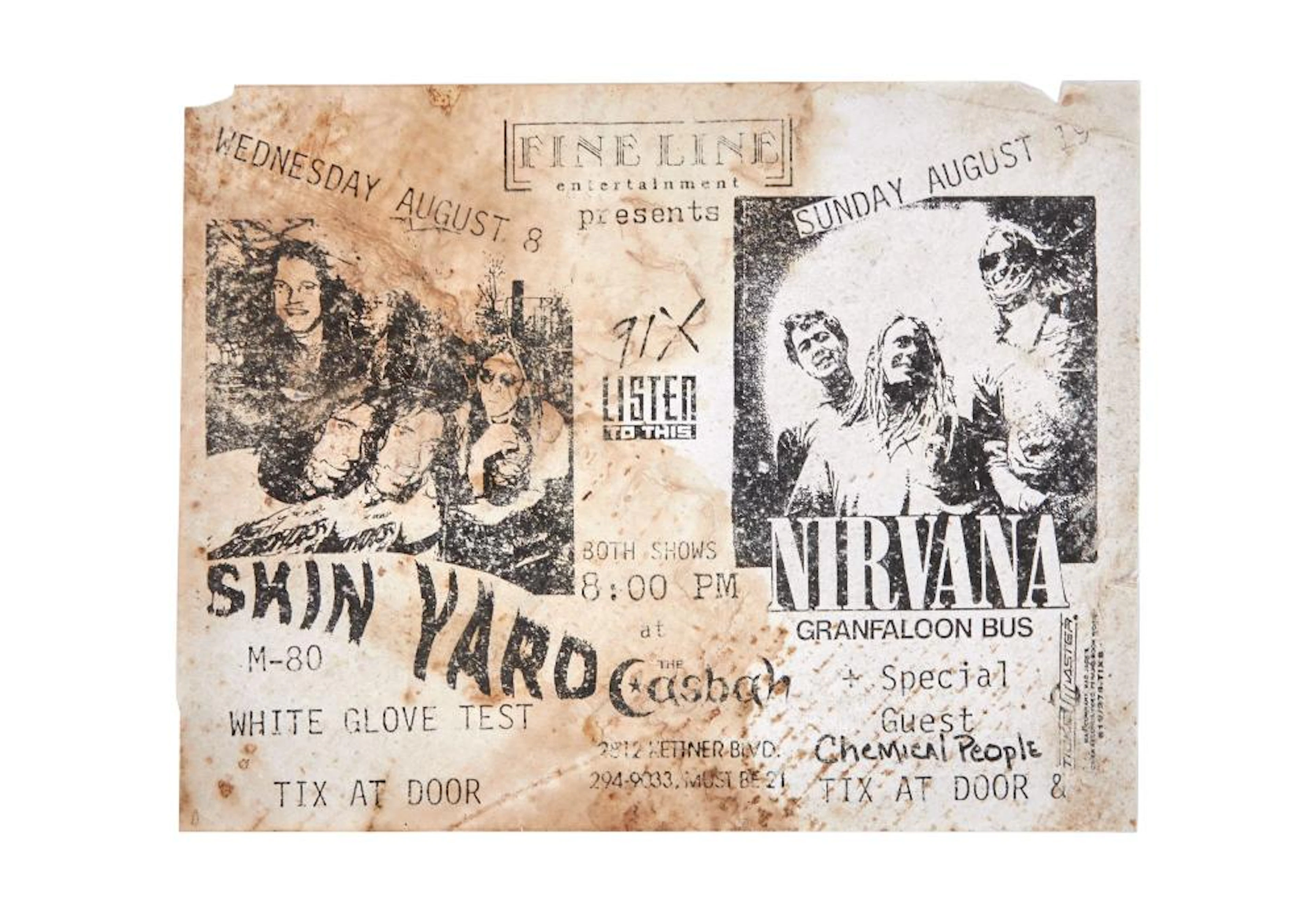 IRVANA | 1990 "SKIN YARD AND NIRVANA" THE CASBAH CONCERT FLYER