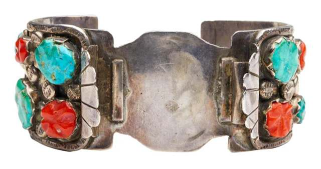 ELVIS PRESLEY | 1970s SILVER-TONE AND TURQUOISE WATCHBAND