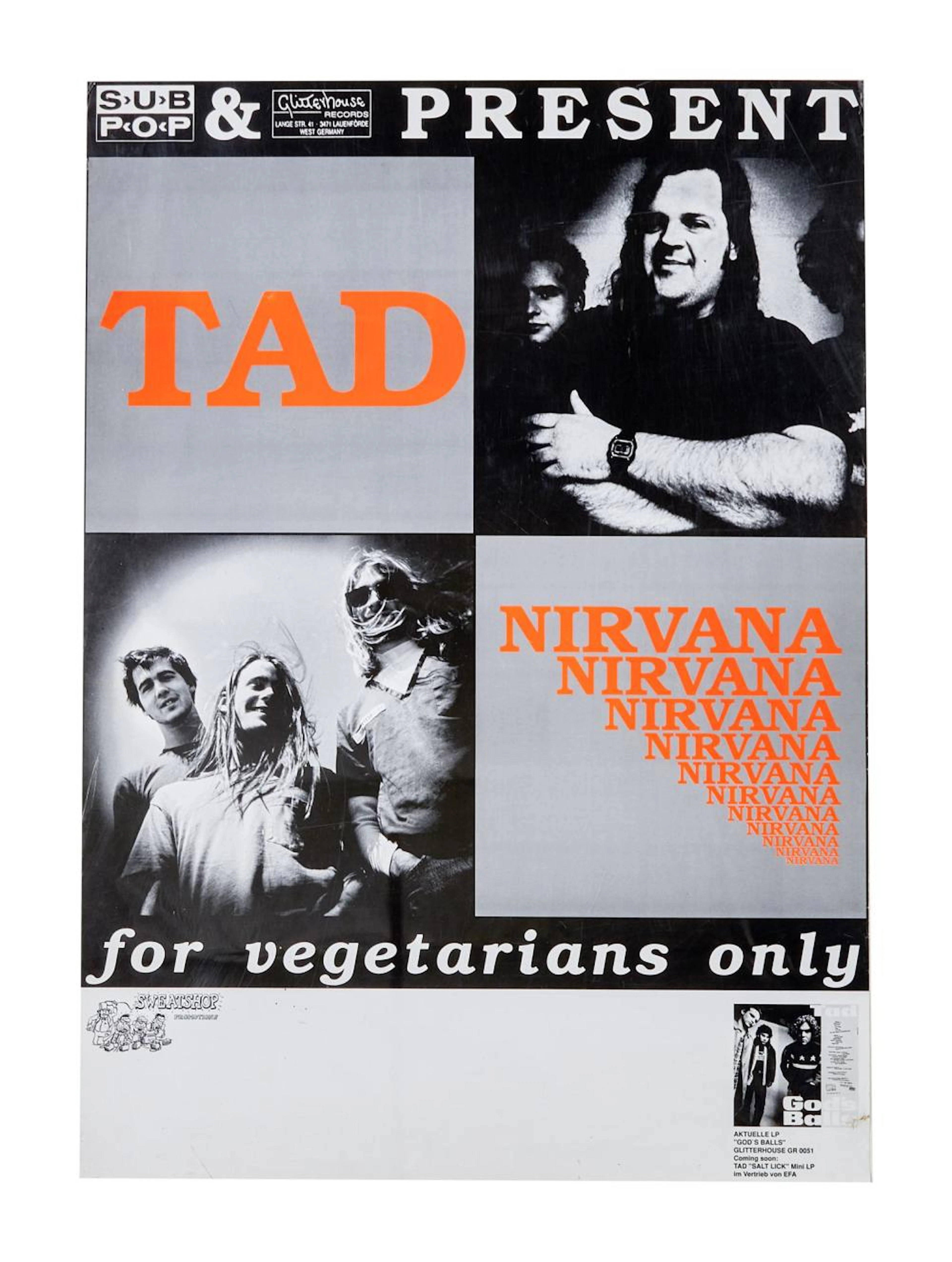 IRVANA | 1989 "TAD / NIRVANA" TOUR BLANK POSTER