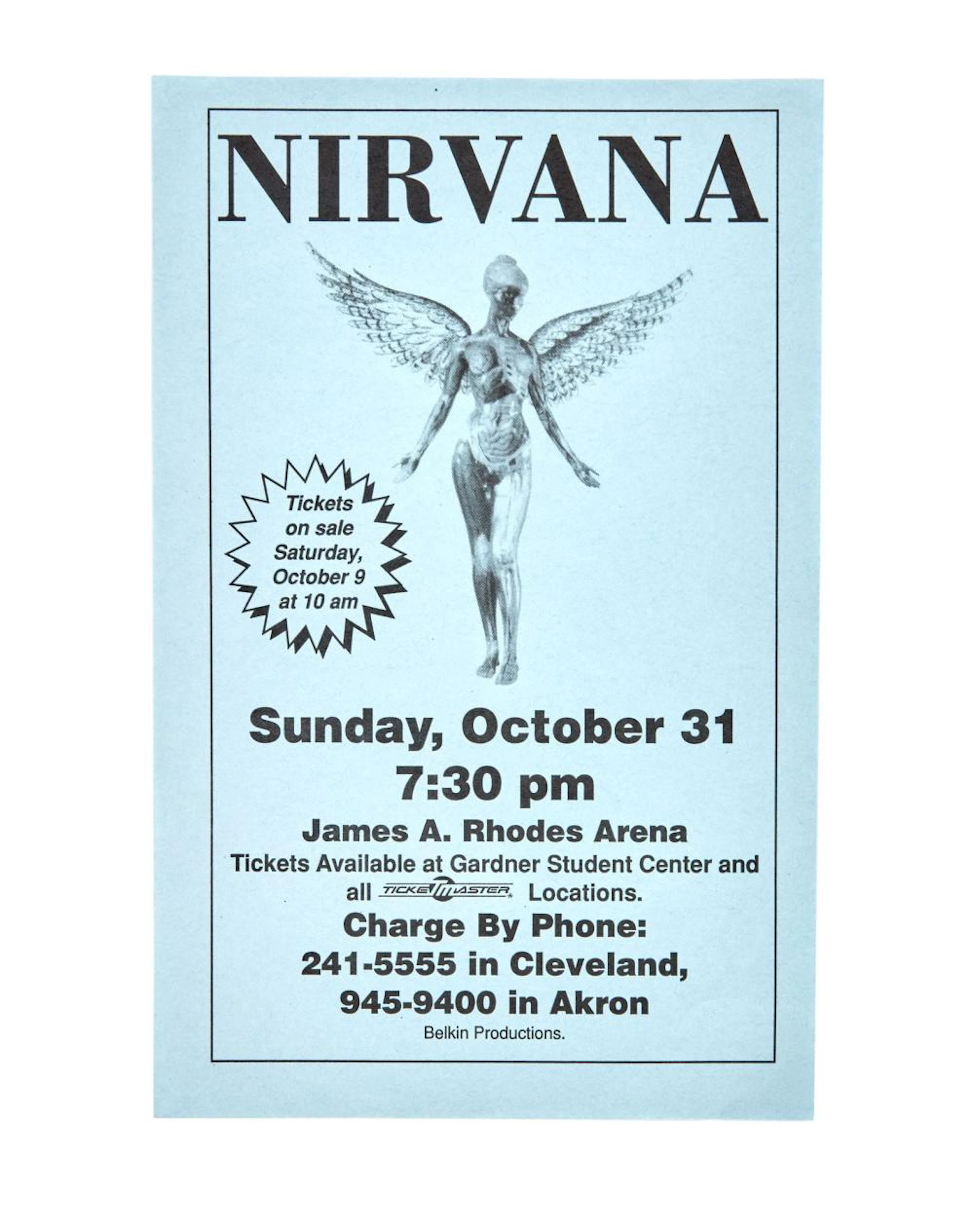 IRVANA | 1993 JAMES A. RHODES ARENA CONCERT FLYER