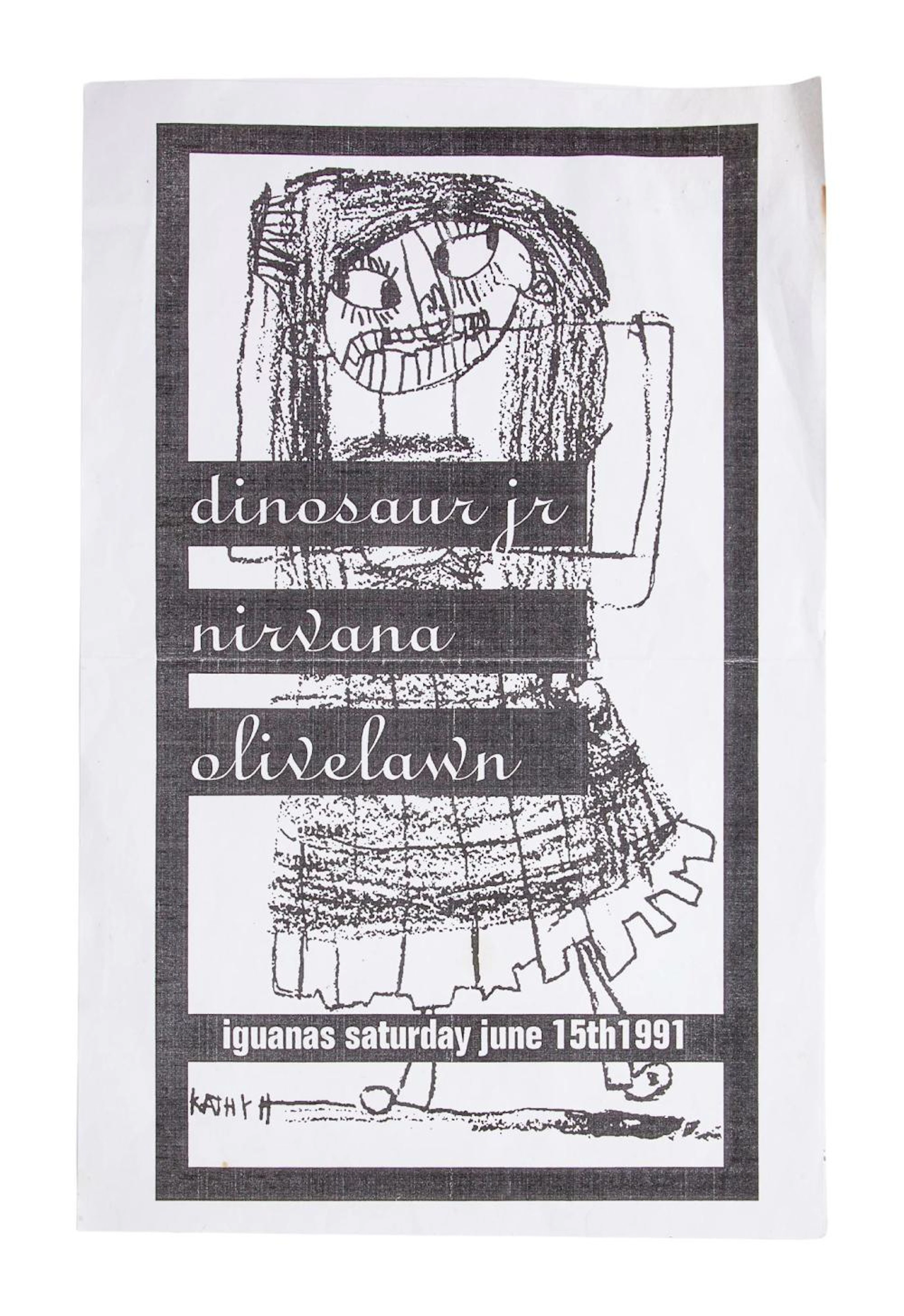IRVANA | 1991 "DINOSAUR JR. / NIRVANA / OLIVELAWN" CONCERT MINI-POSTER AND FLYER