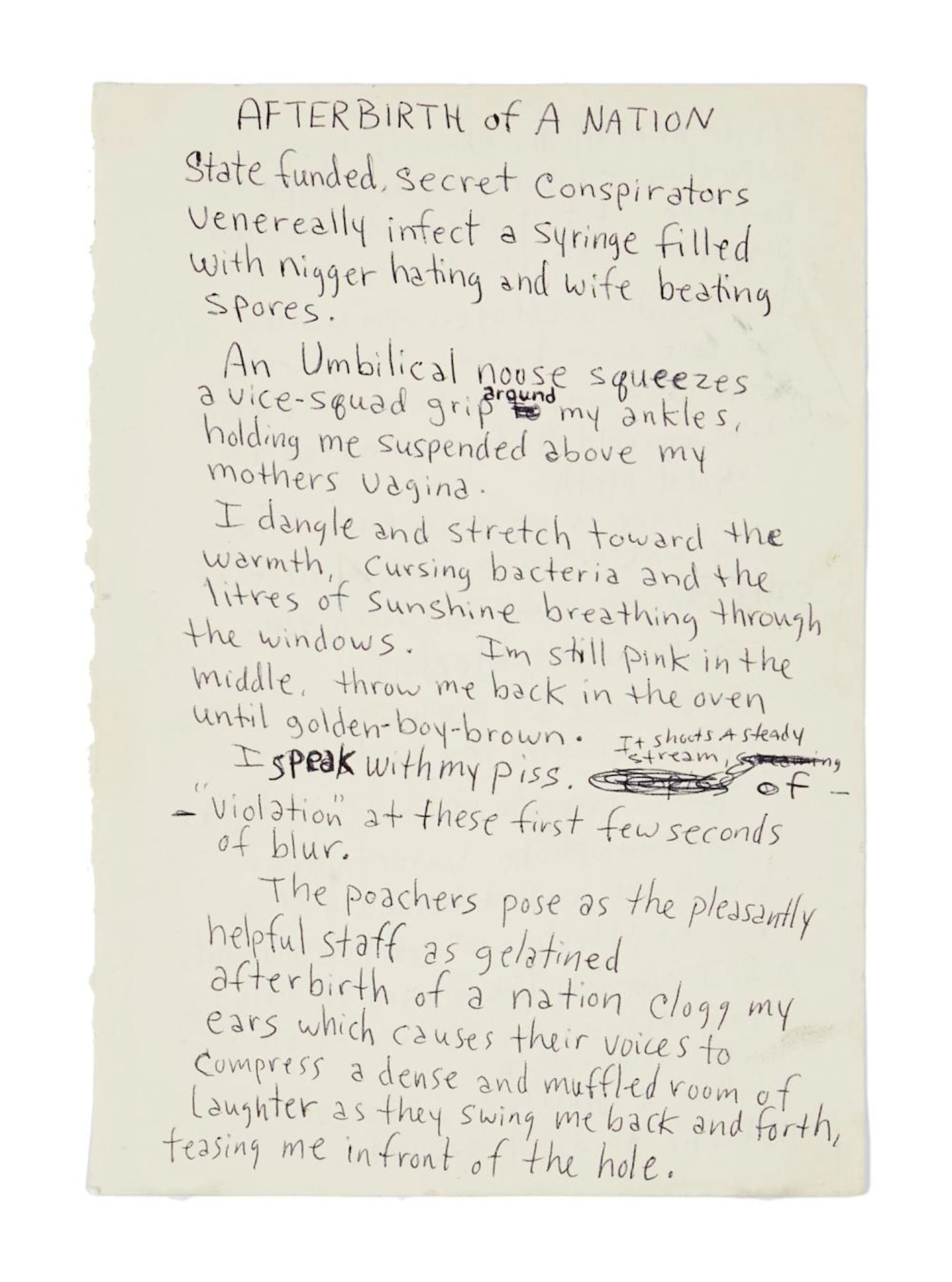 IRVANA | KURT COBAIN HANDWRITTEN "AFTERBIRTH OF A NATION" POEM