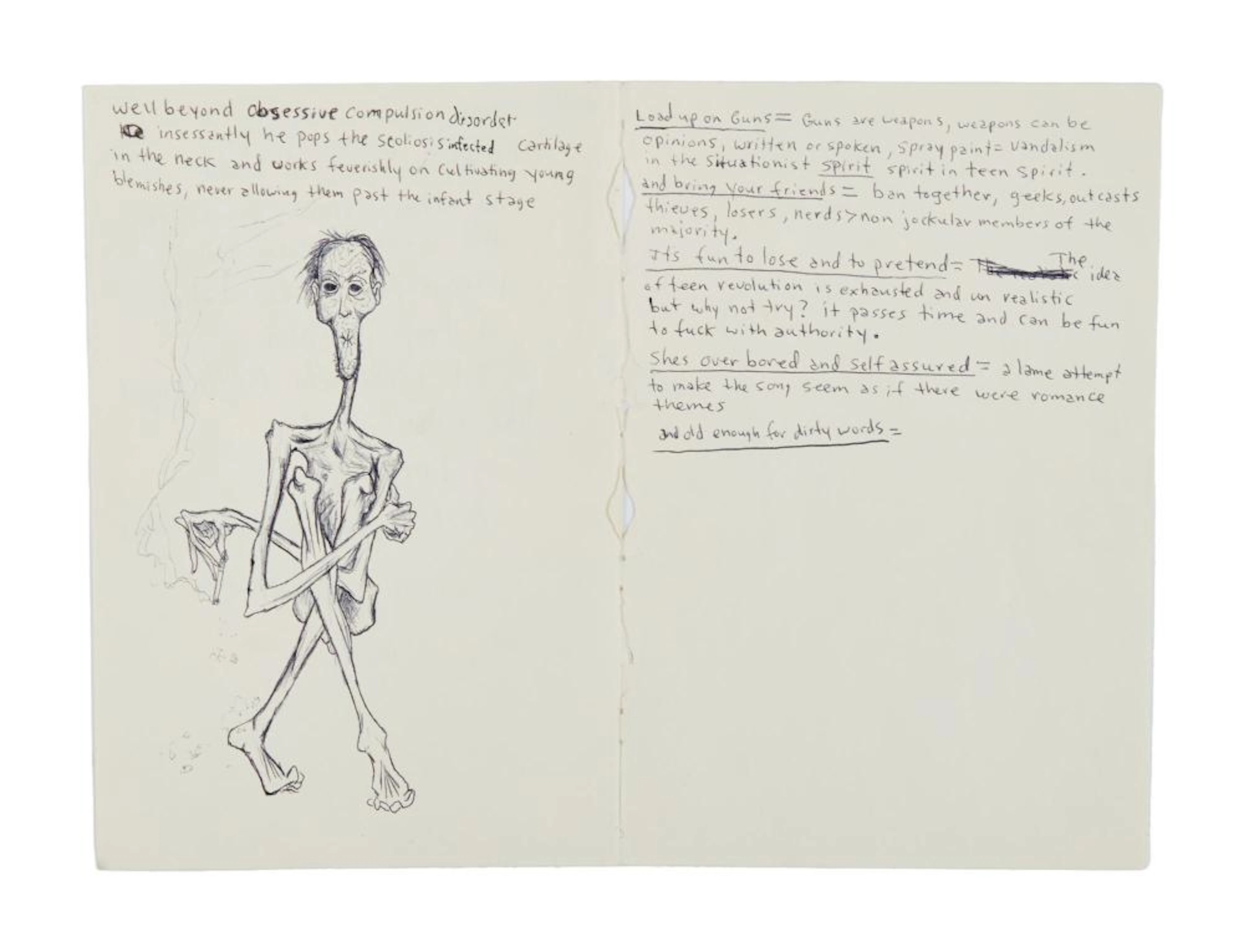 IRVANA | KURT COBAIN HAND-DRAWN SKETCH AND HANDWRITTEN...