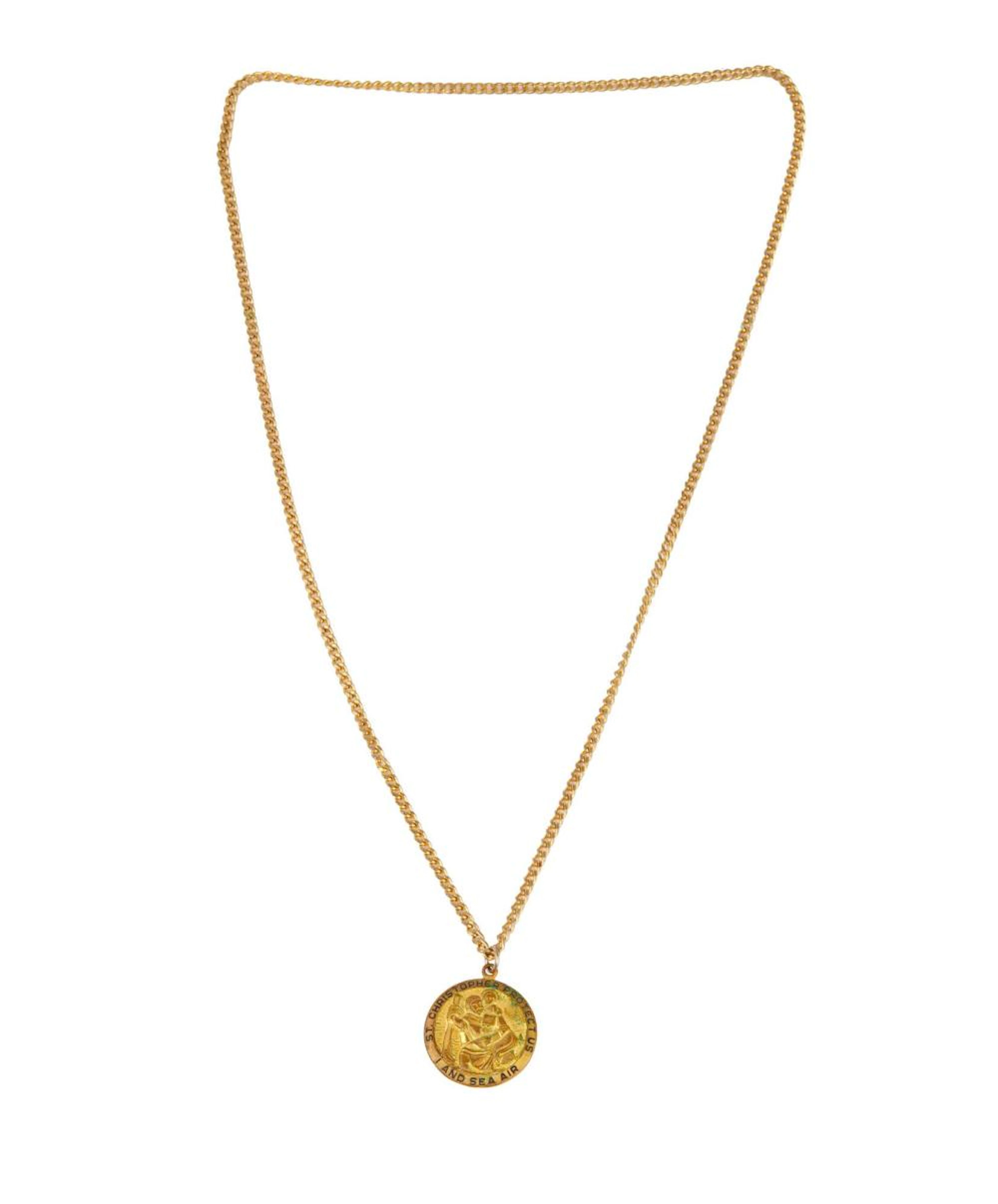 THE RAMONES | DEE DEE RAMONE 14K GOLD-FILLED ST. CHRISTOPHER AMULET NECKLACE