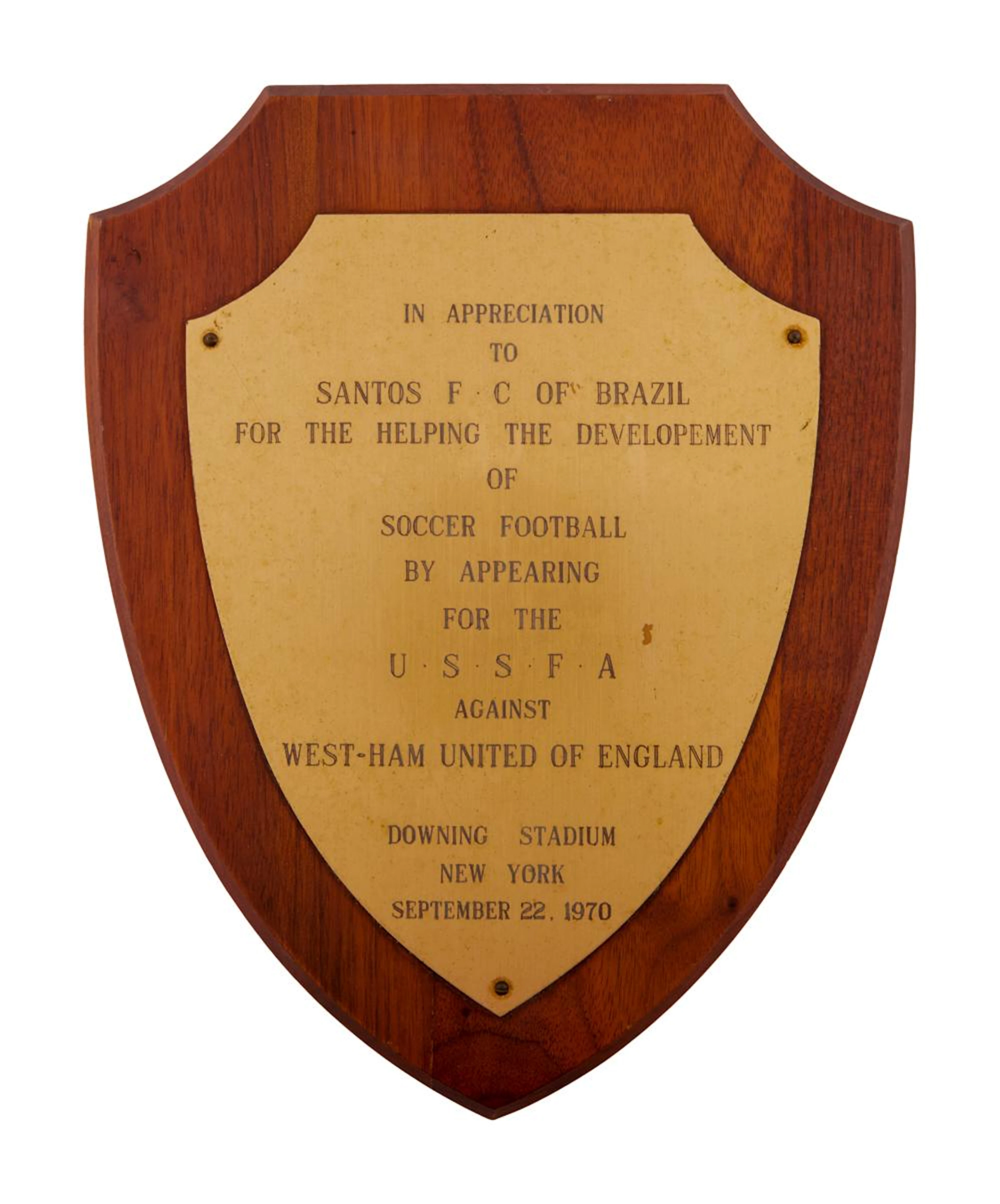 PELE: SANTOS VS. WEST HAM UNITED TRIBUTE PLAQUE