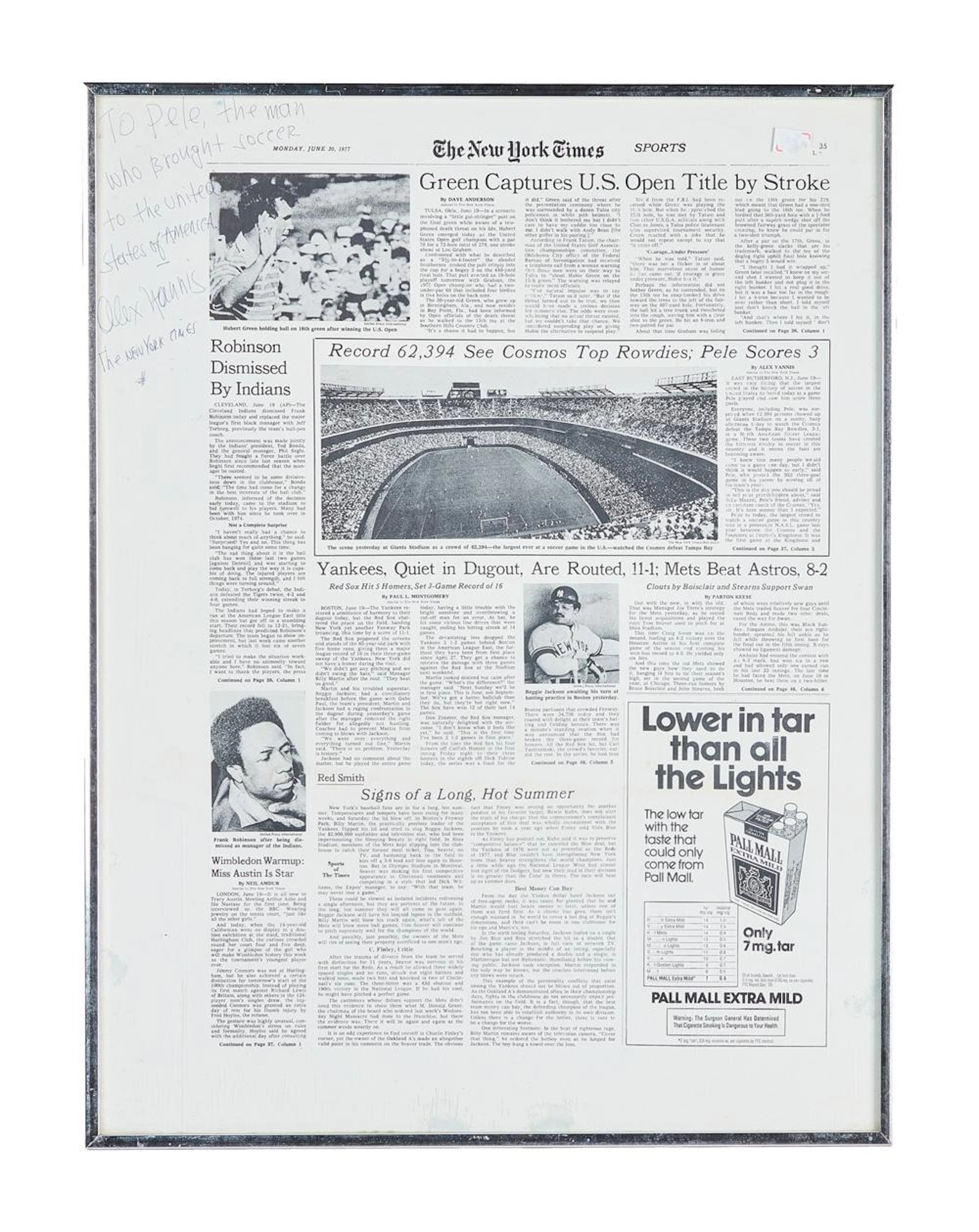 PELE: 1977 "NEW YORK TIMES" PRINT