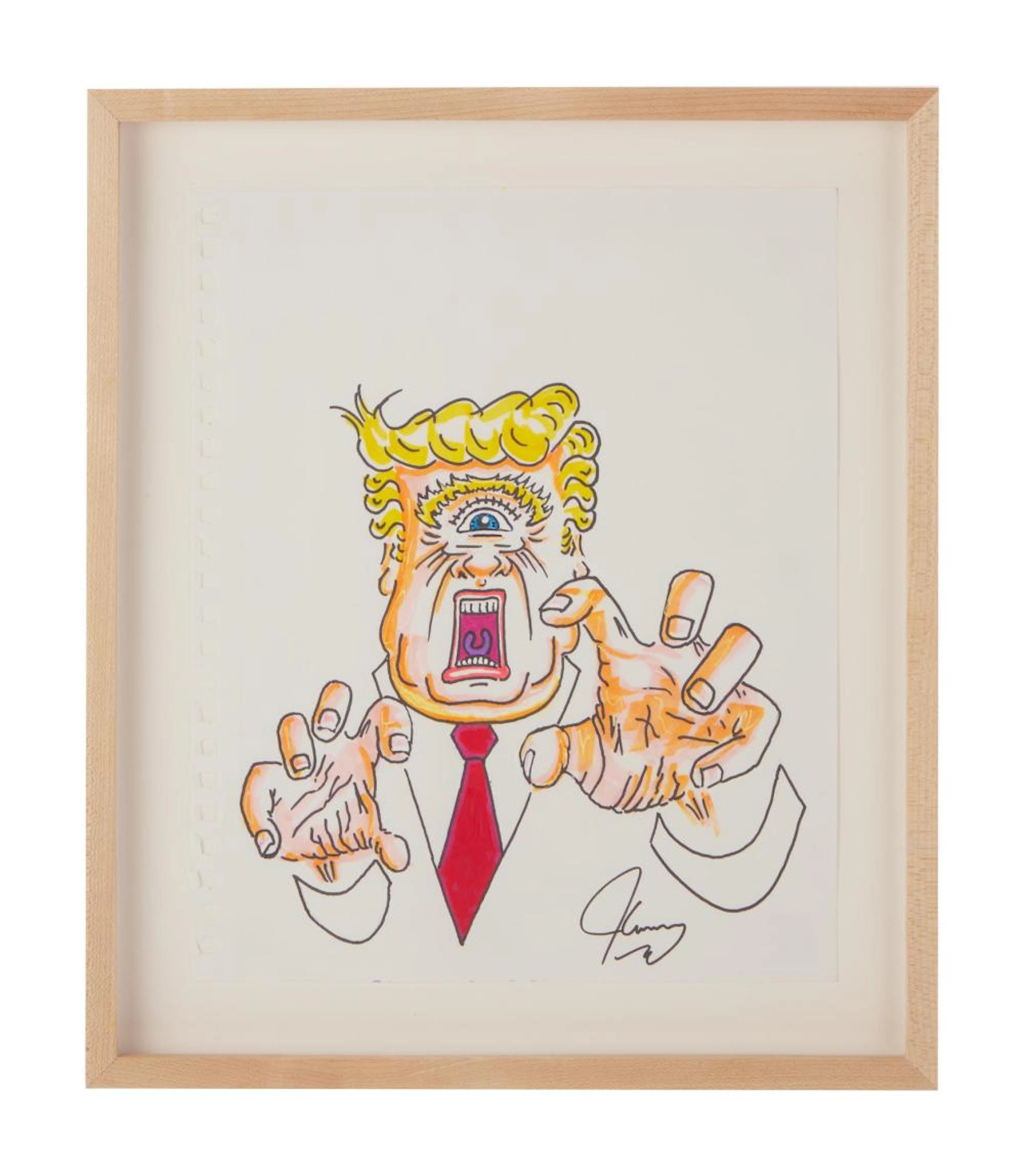 JIM CARREY: SIGNED ORIGINAL "DONALD TRUMP - HALLOWEEN CYCLOPS" ARTWORK