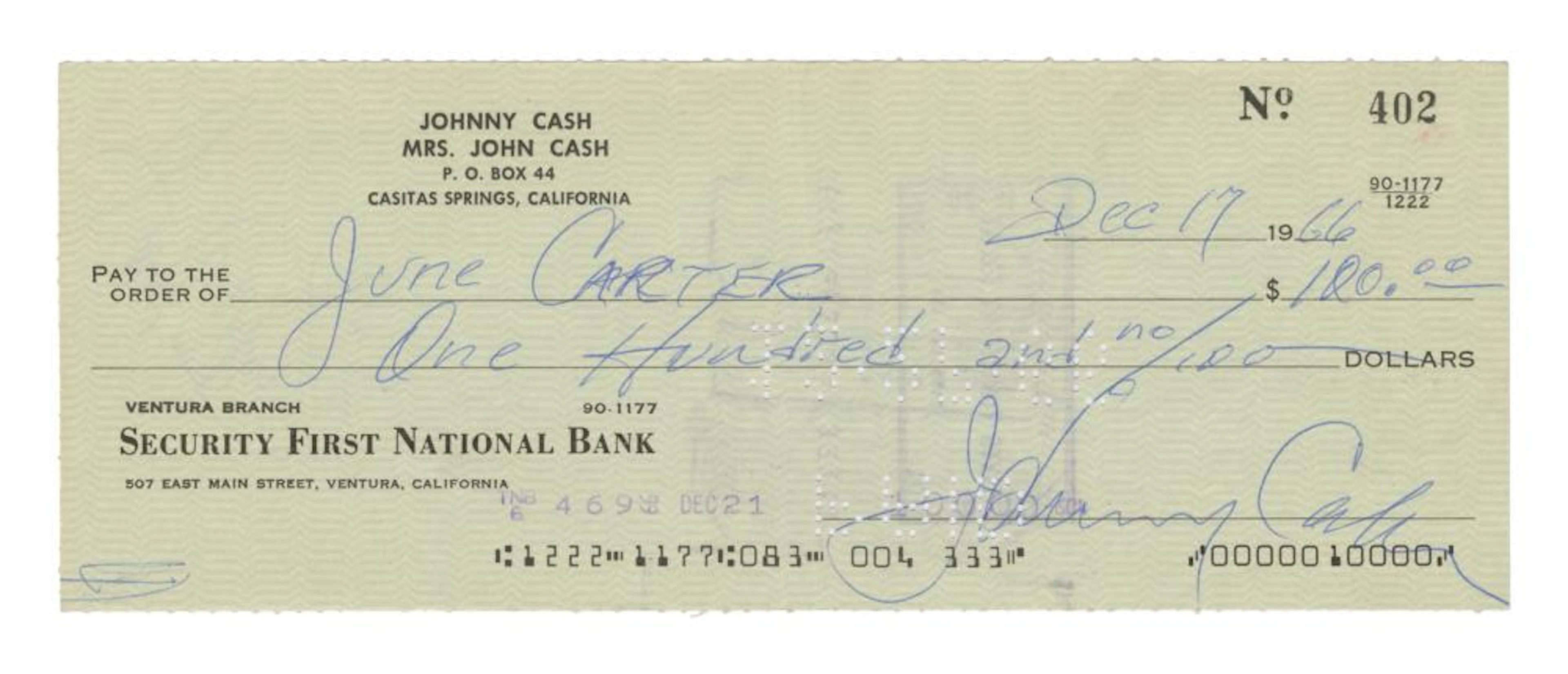 JOHNNY CASH | SIGNED DECEMBER 17