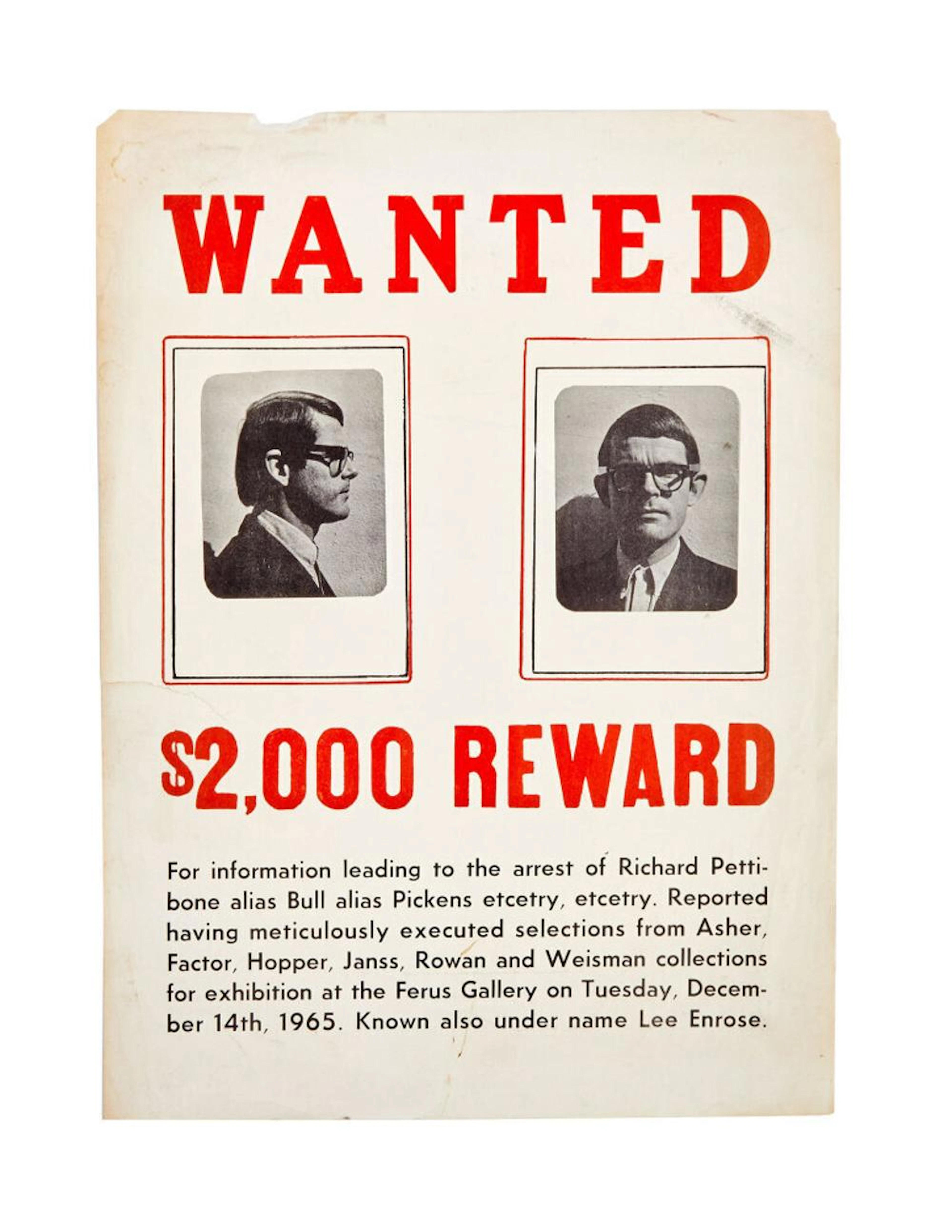 DENNIS HOPPER | 1965 RICHARD PETTIBONE FERUS GALLERY FLYER