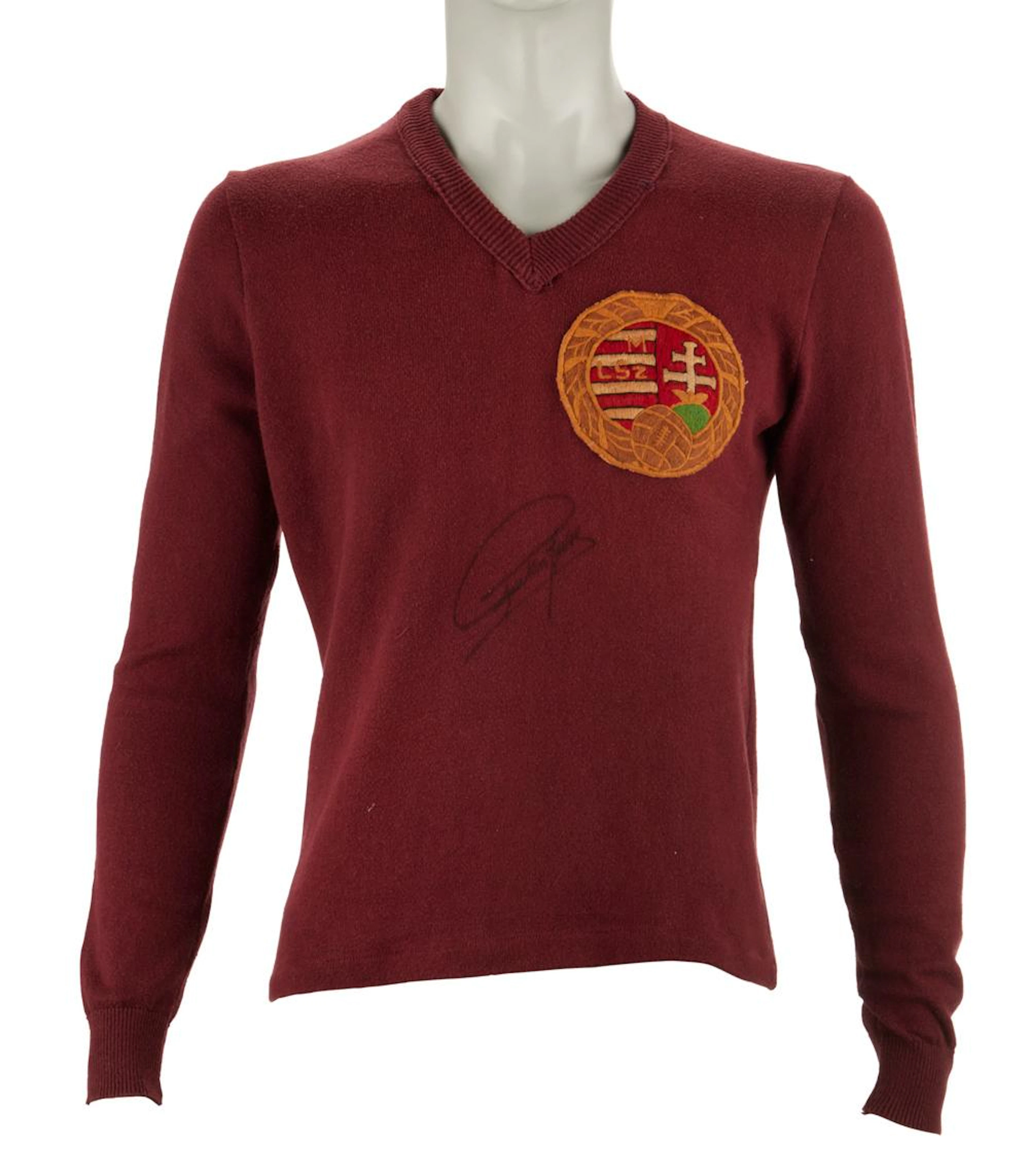 FERENC PUSKAS: SIGNED 1940S HUNGARY JERSEY