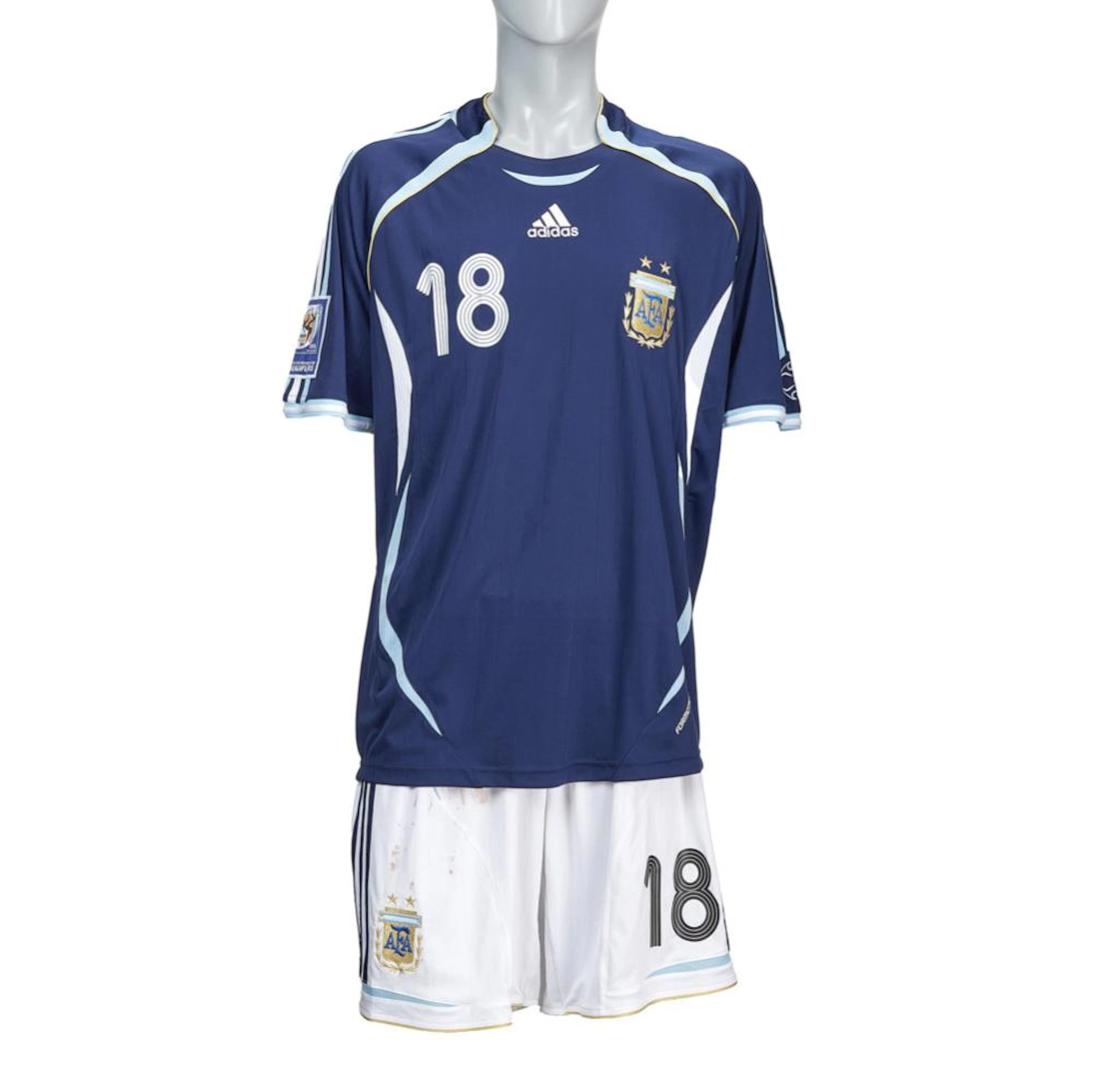 LIONEL MESSI: MATCH-ISSUED 2010 WORLD CUP QUALIFIERS ARGENTINA UNIFORM (MEARS)