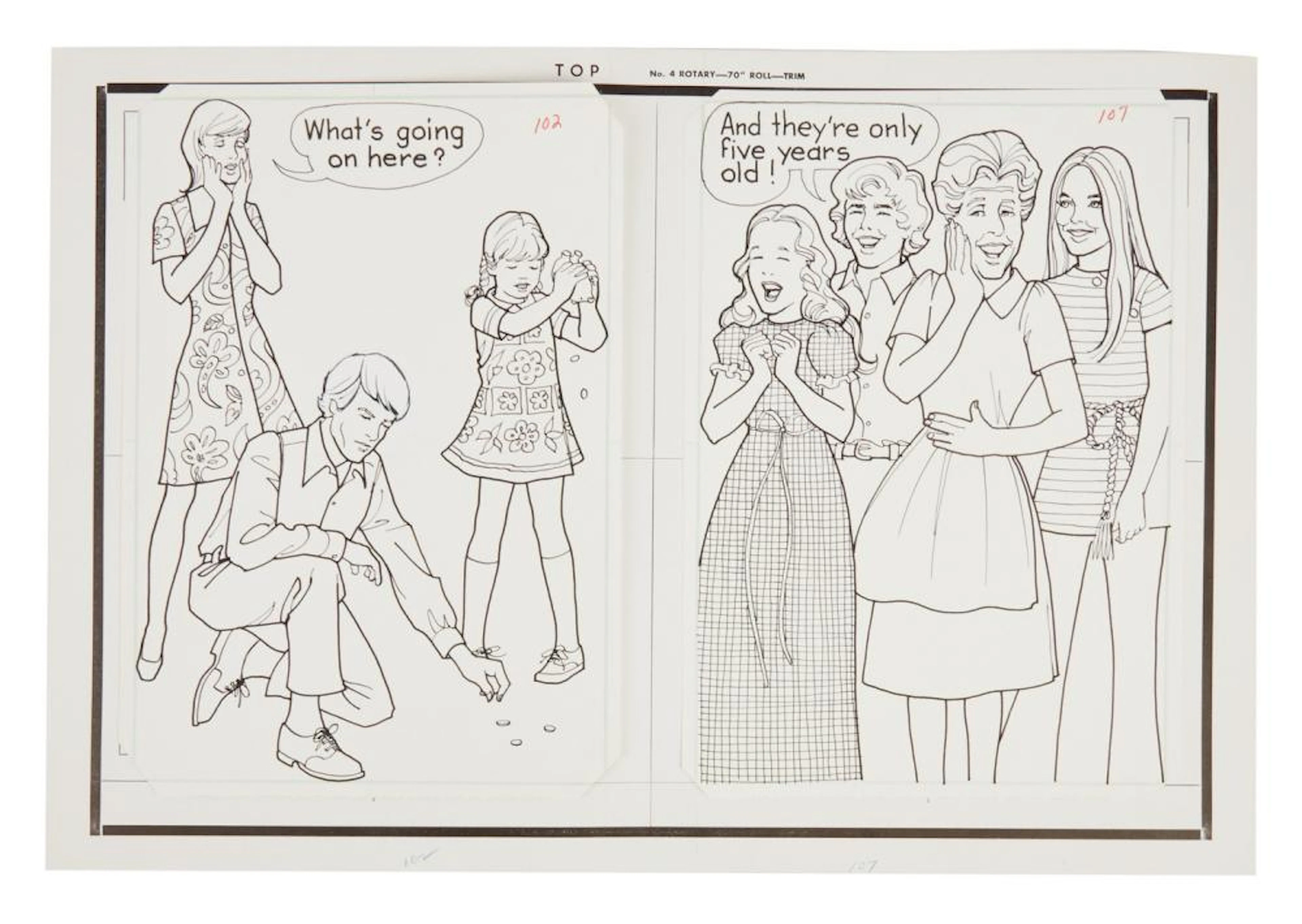 The Brady Bunch | Original 1974 Coloring Book Artwork (F)