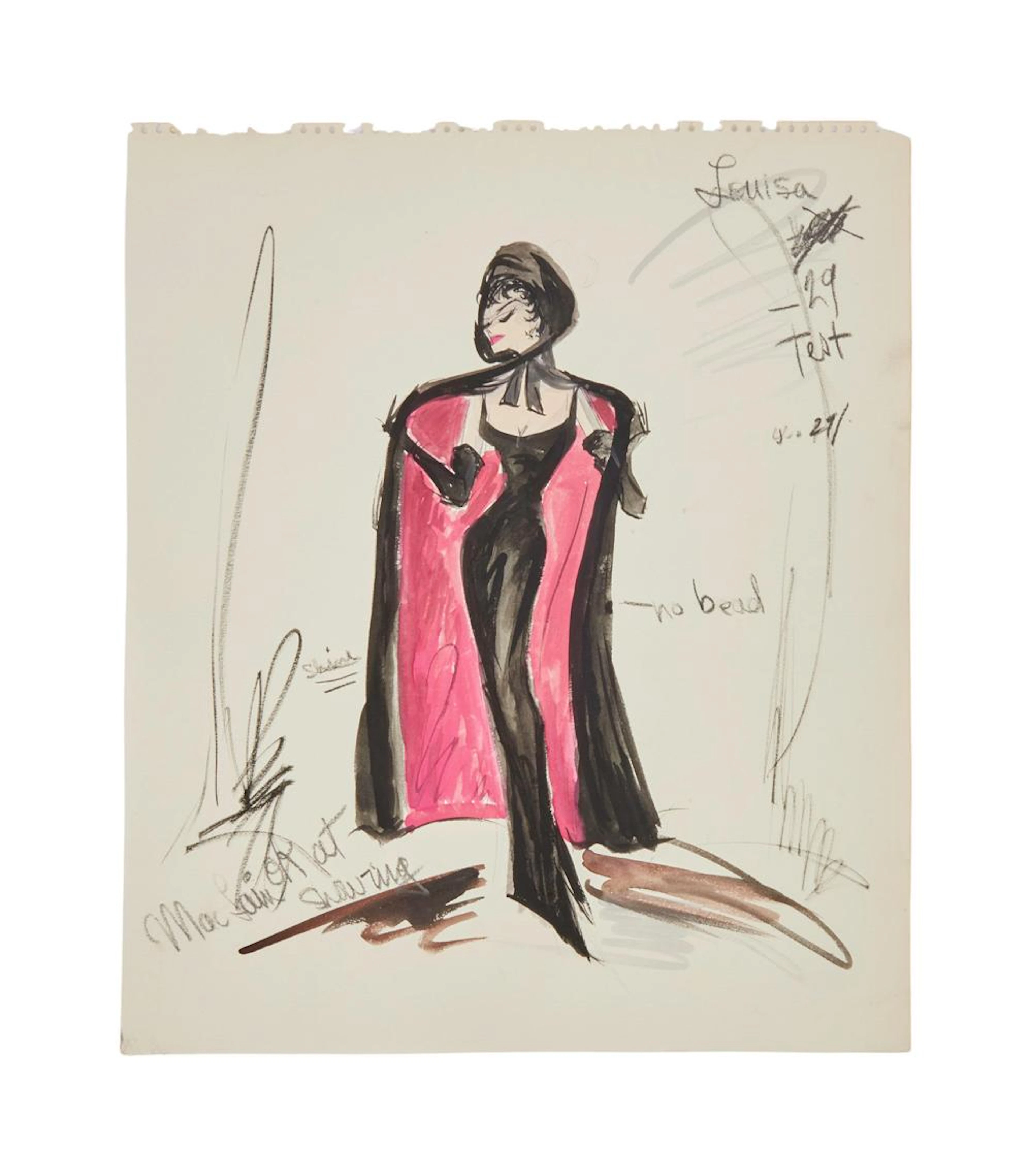 Shirley MacLaine | "What A Way To Go!" Edith Head Black Gown Costume Illustratio