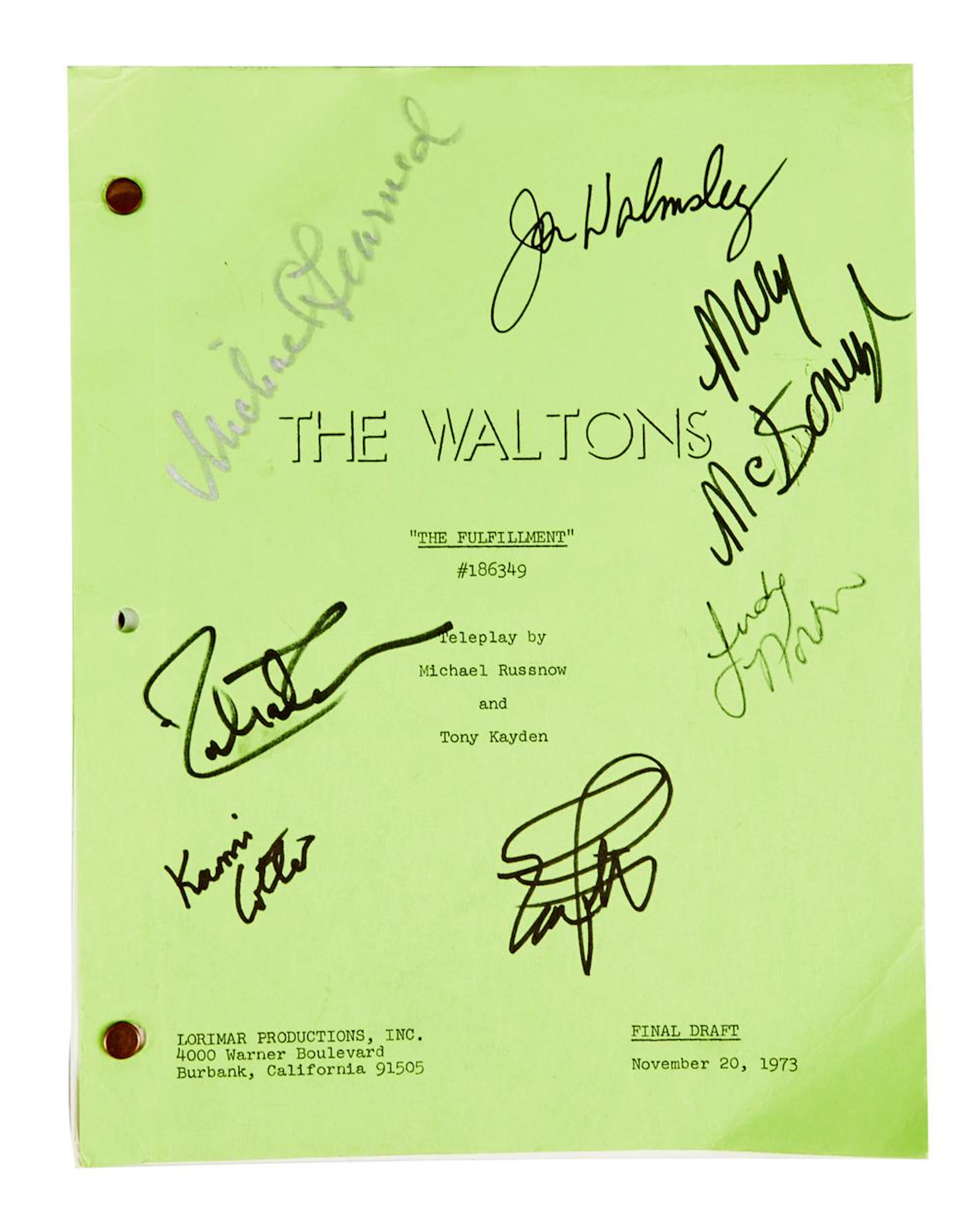 The Waltons | Cast-Signed "The Fulfillment" Script