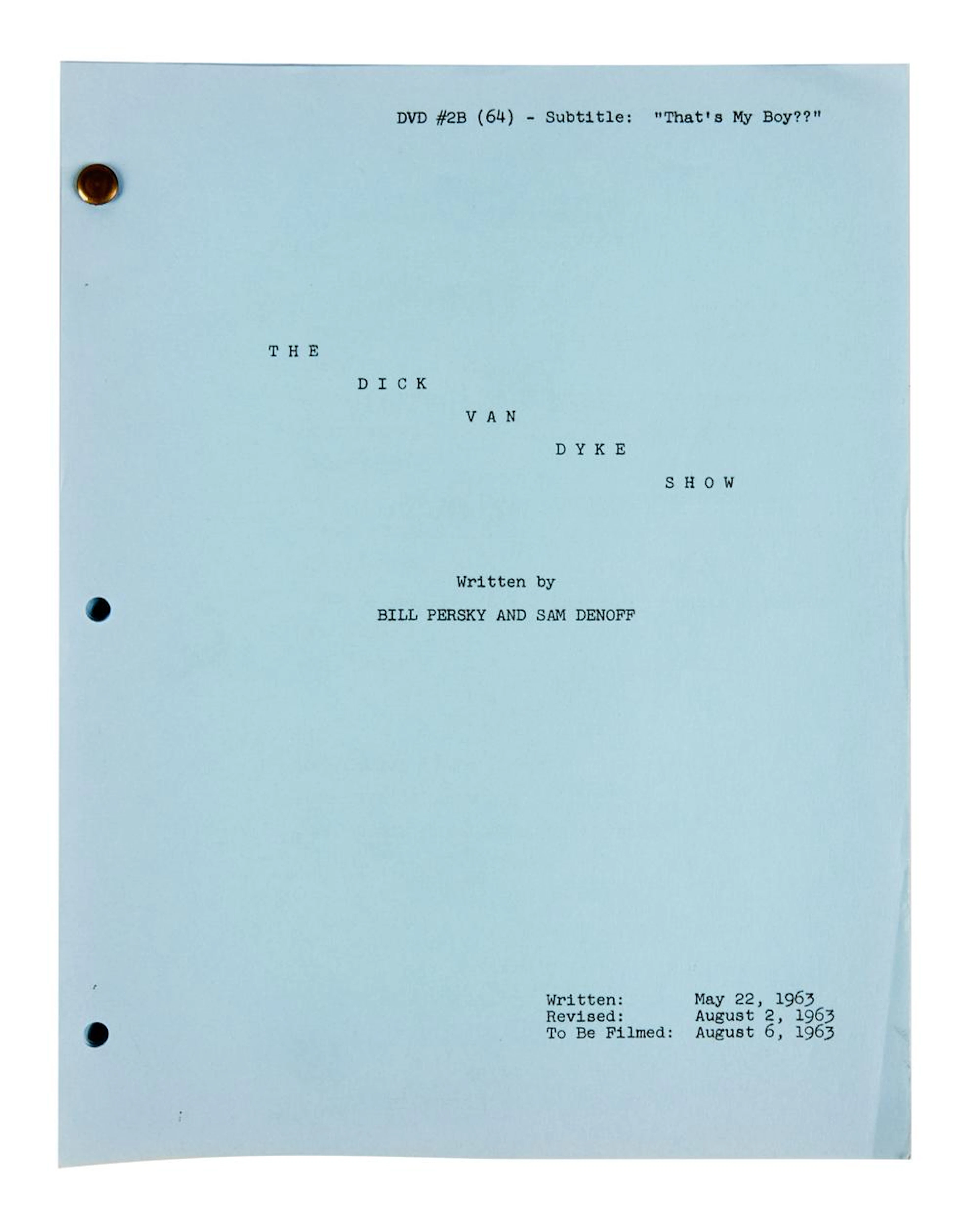 The Dick Van Dyke Show | Original "That's My Boy??" Script
