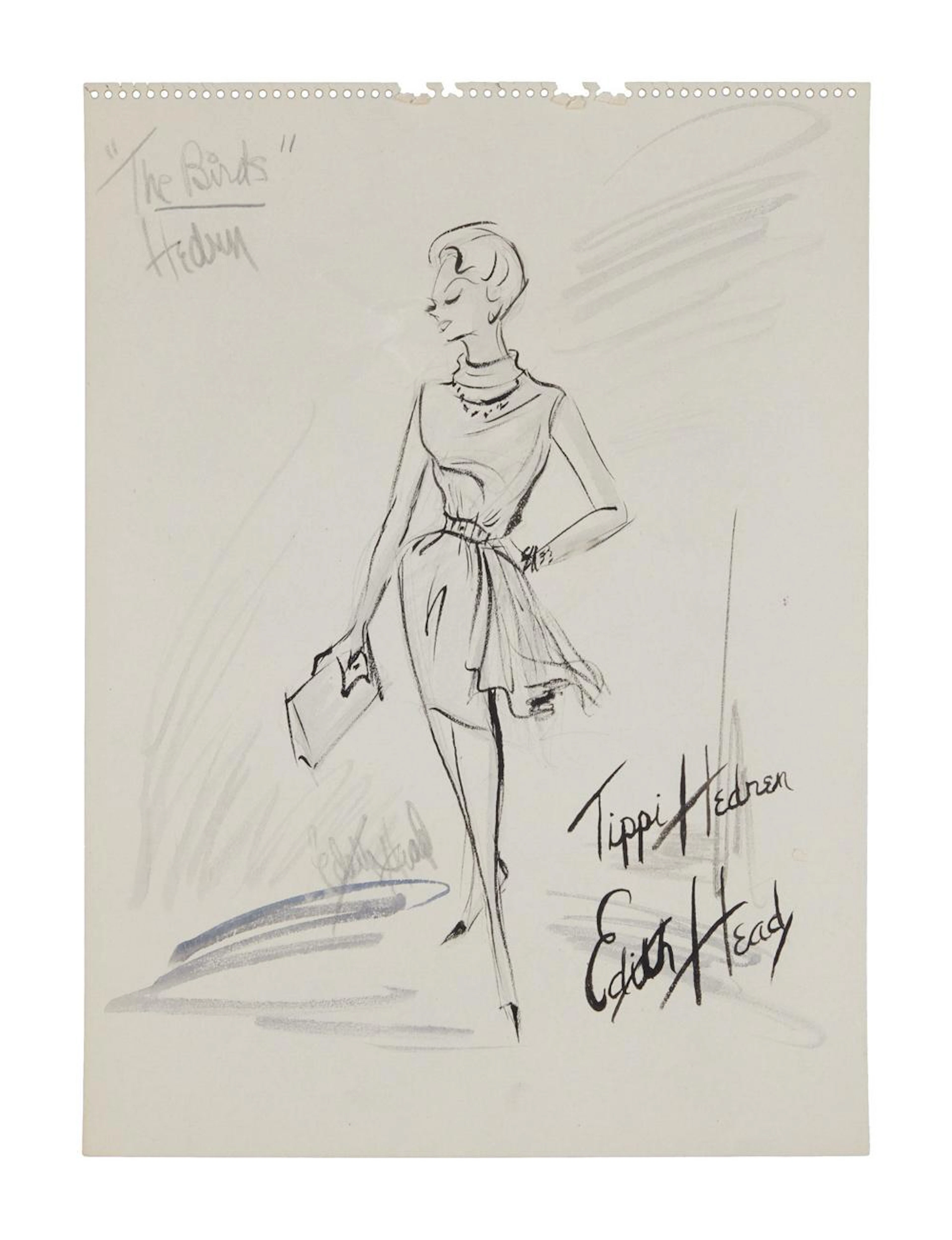 Tippi Hedren | Alfred Hitchcock "The Birds" Edith Head Costume Illustratio