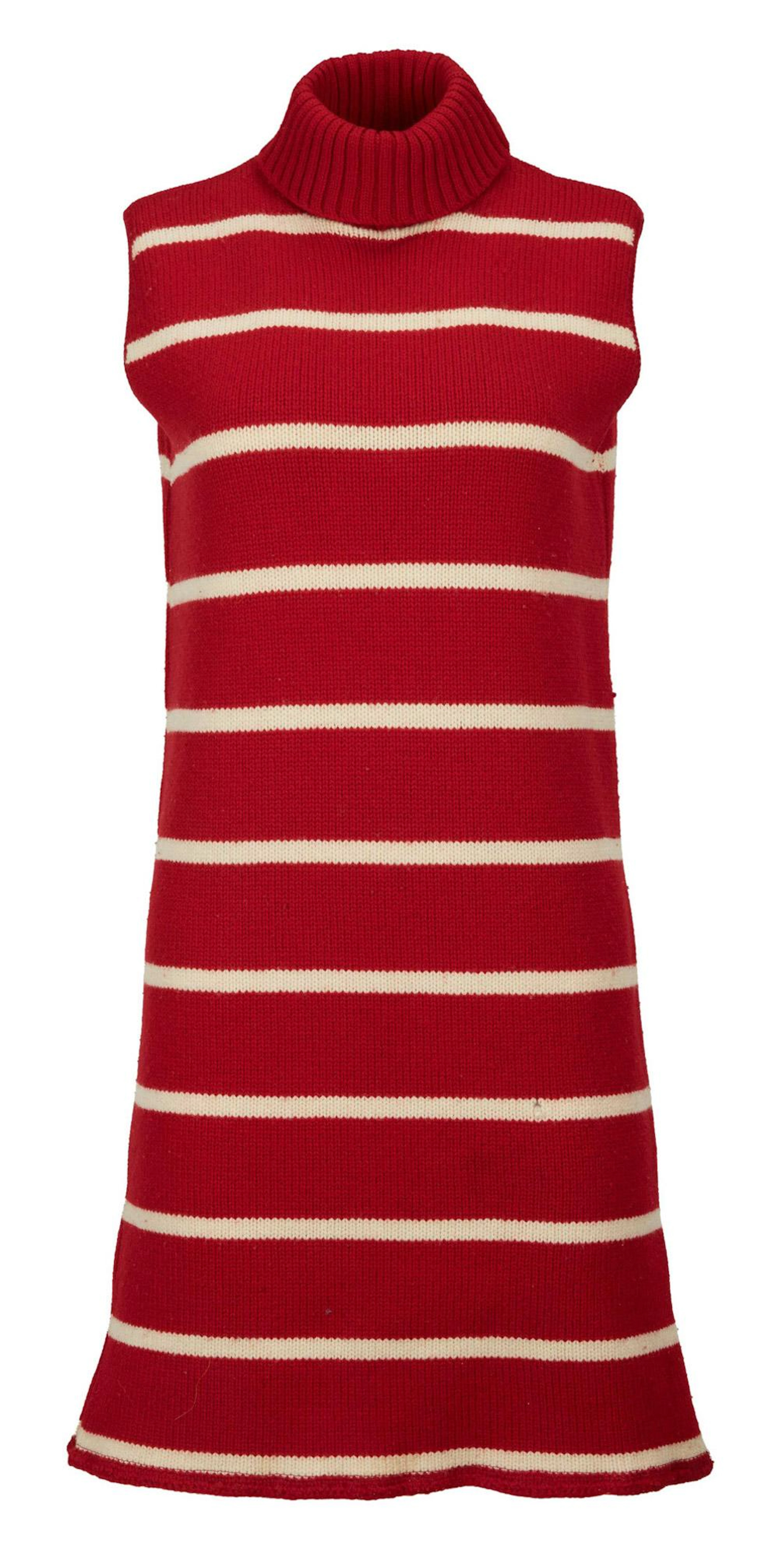 Barbra Streisand | Red and White-Striped 1960s Dress With Signed Letter