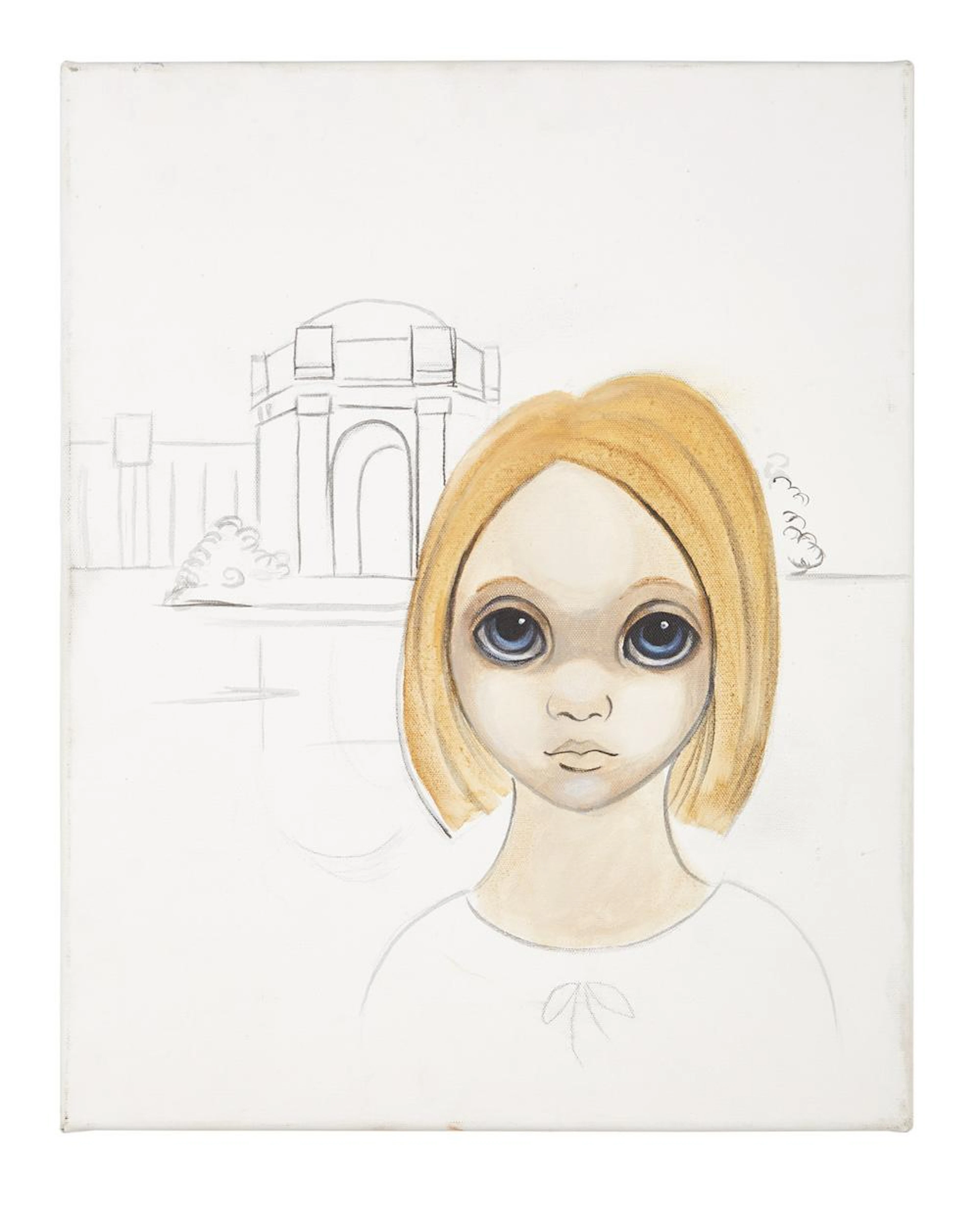 Big Eyes | Girl With Big Eyes In The Park Painting Prop