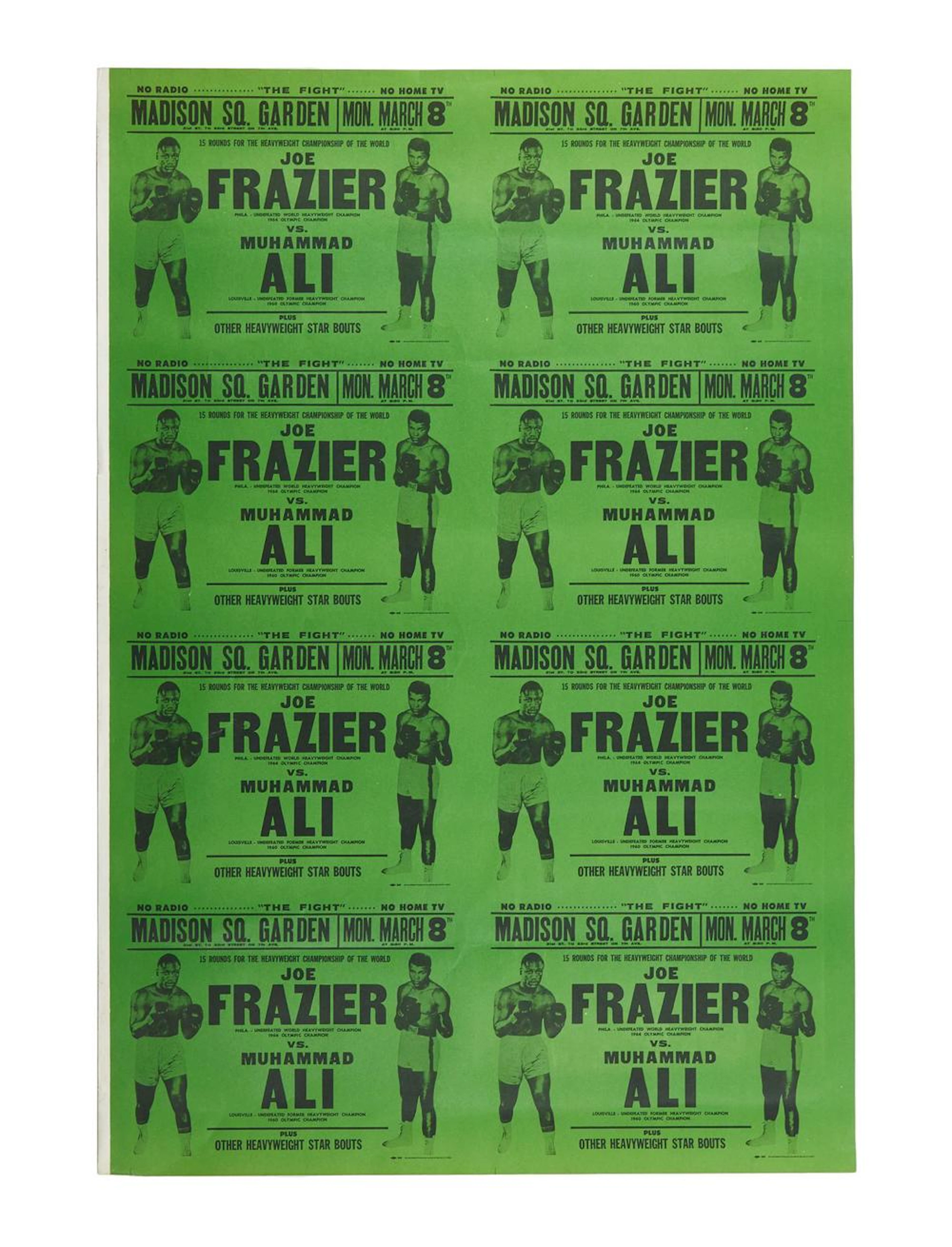 MUHAMMAD ALI AND JOE FRAZIER: 1971 SUPER FIGHT UNCUT ADVERTISEMENT SHEET POSTER