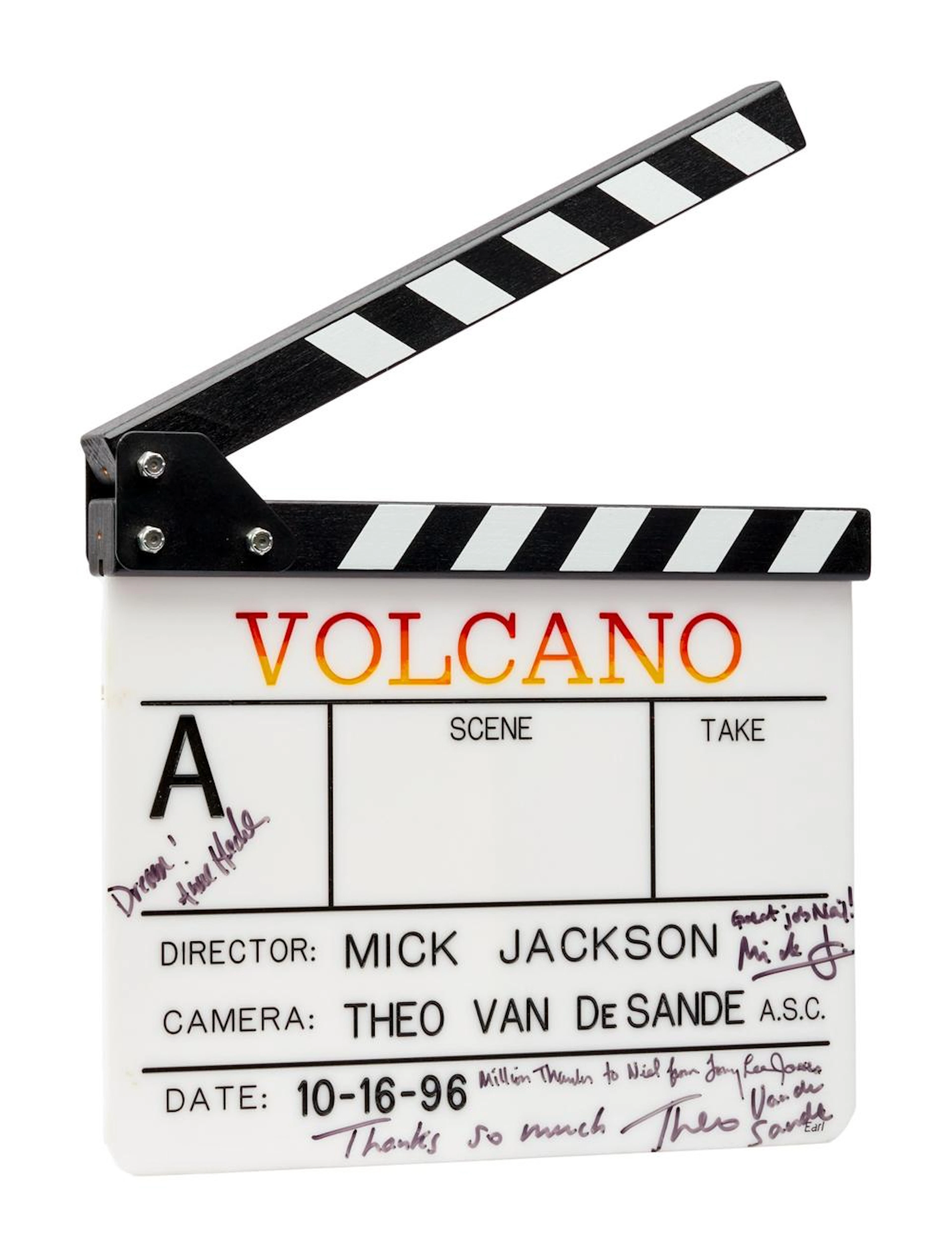 Volcano | Cast-Signed Camera Slate / Clapperboard
