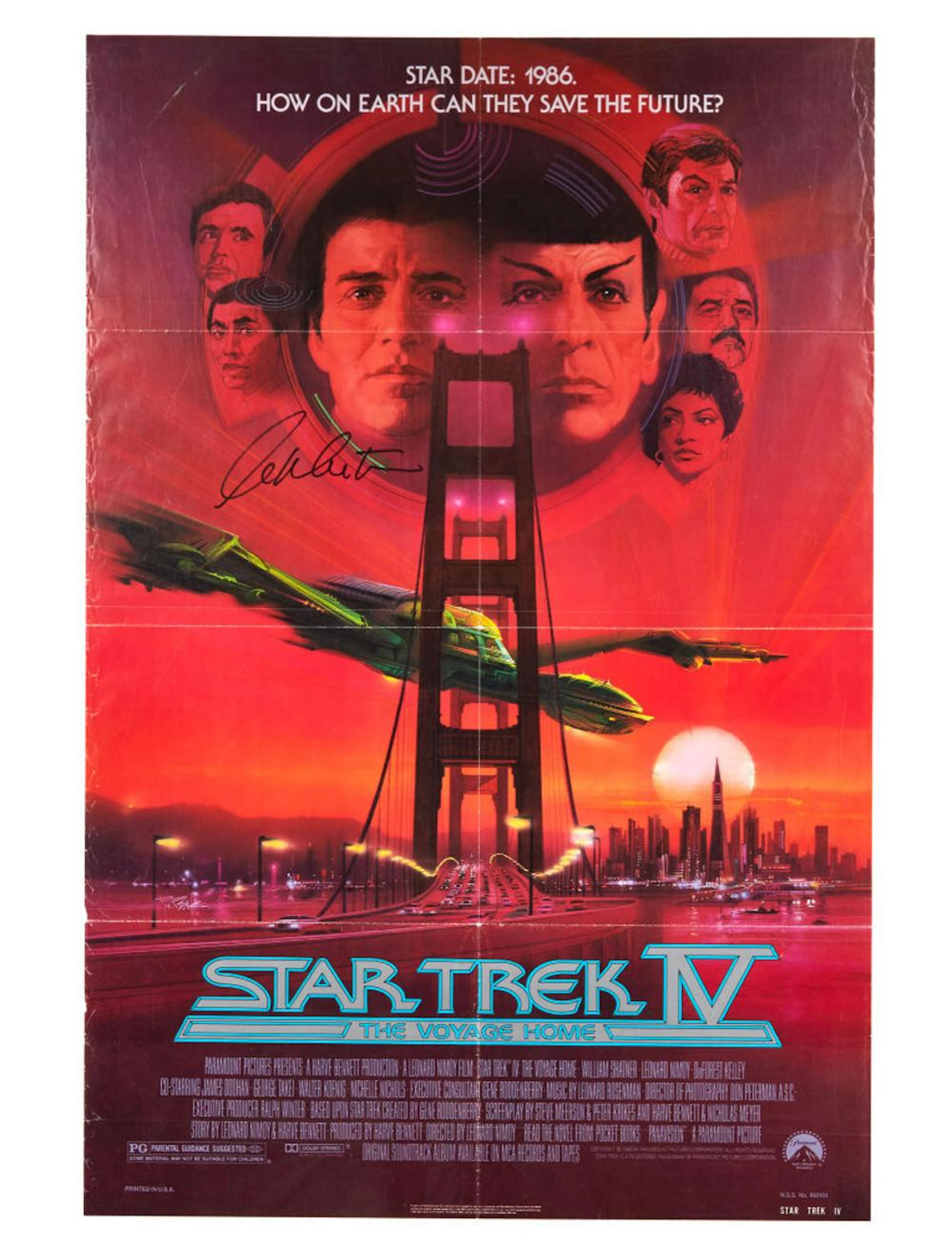 STAR TREK IV - THE VOYAGE HOME | WILLIAM SHATNER SIGNED FILM POSTER