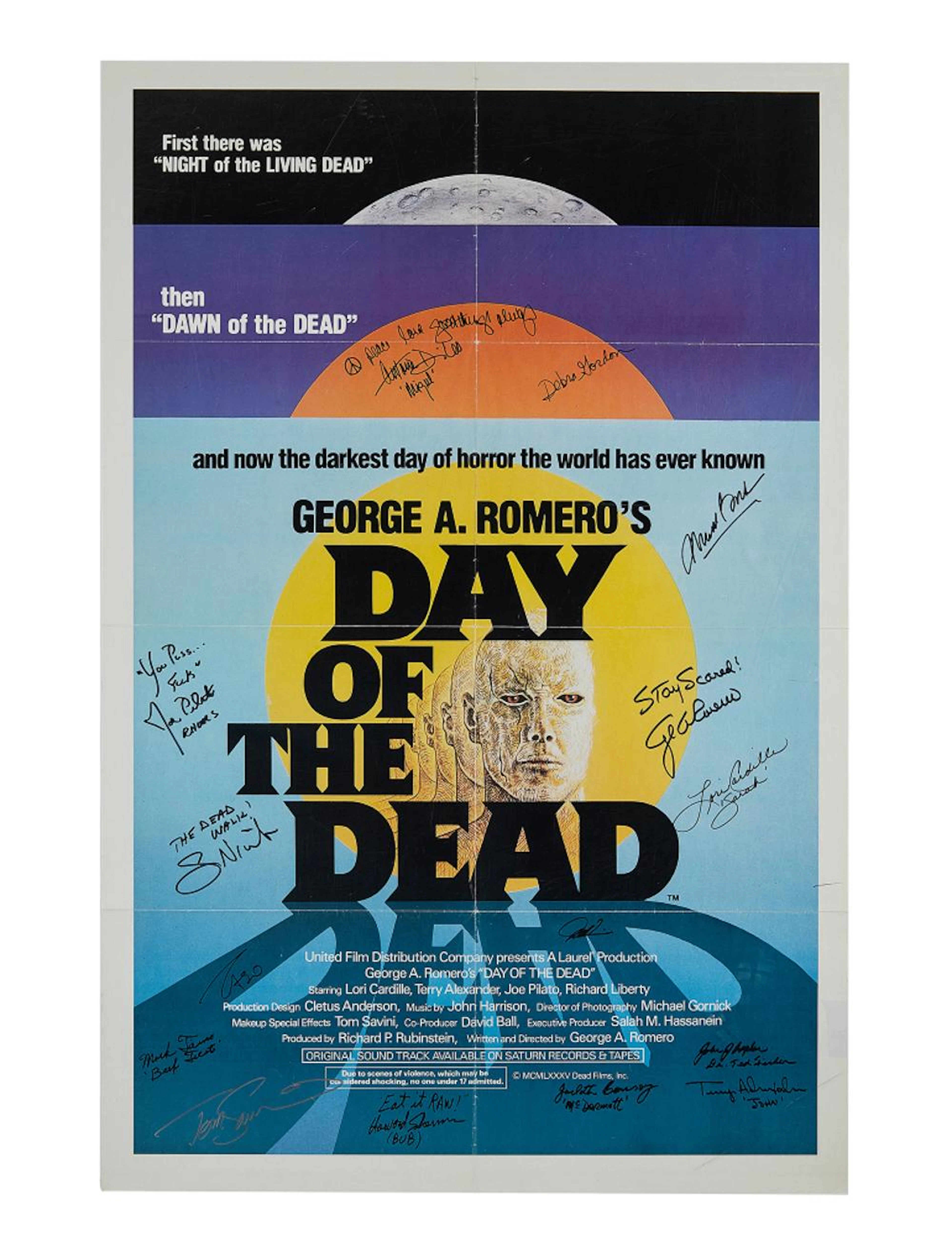 DAY OF THE DEAD | GEORGE A. ROMERO WITH CAST AND CREW SIGNED FILM POSTER