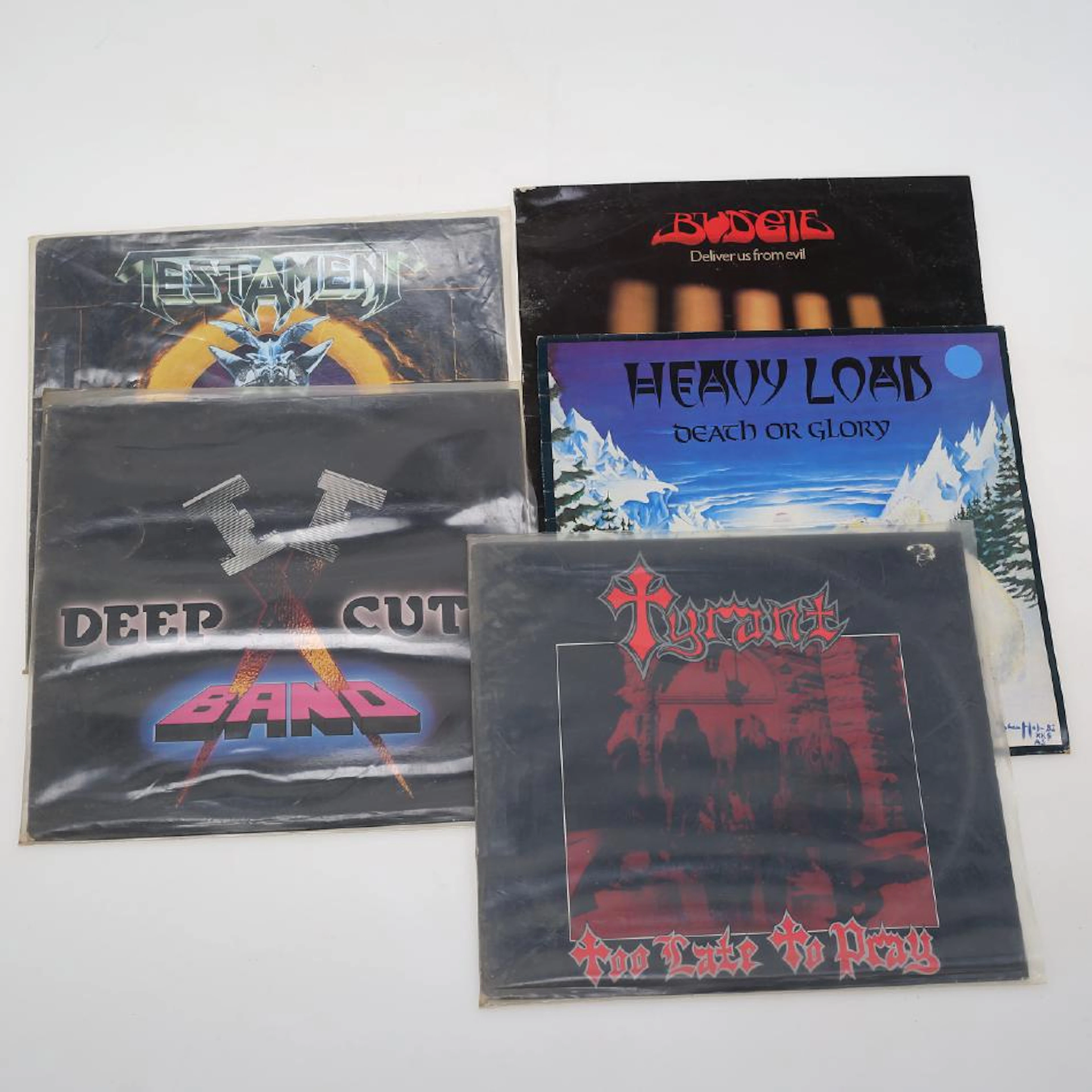 EF BAND. BUDGIE. HEAVY LOAD. TYRANT. TESTAMENT.