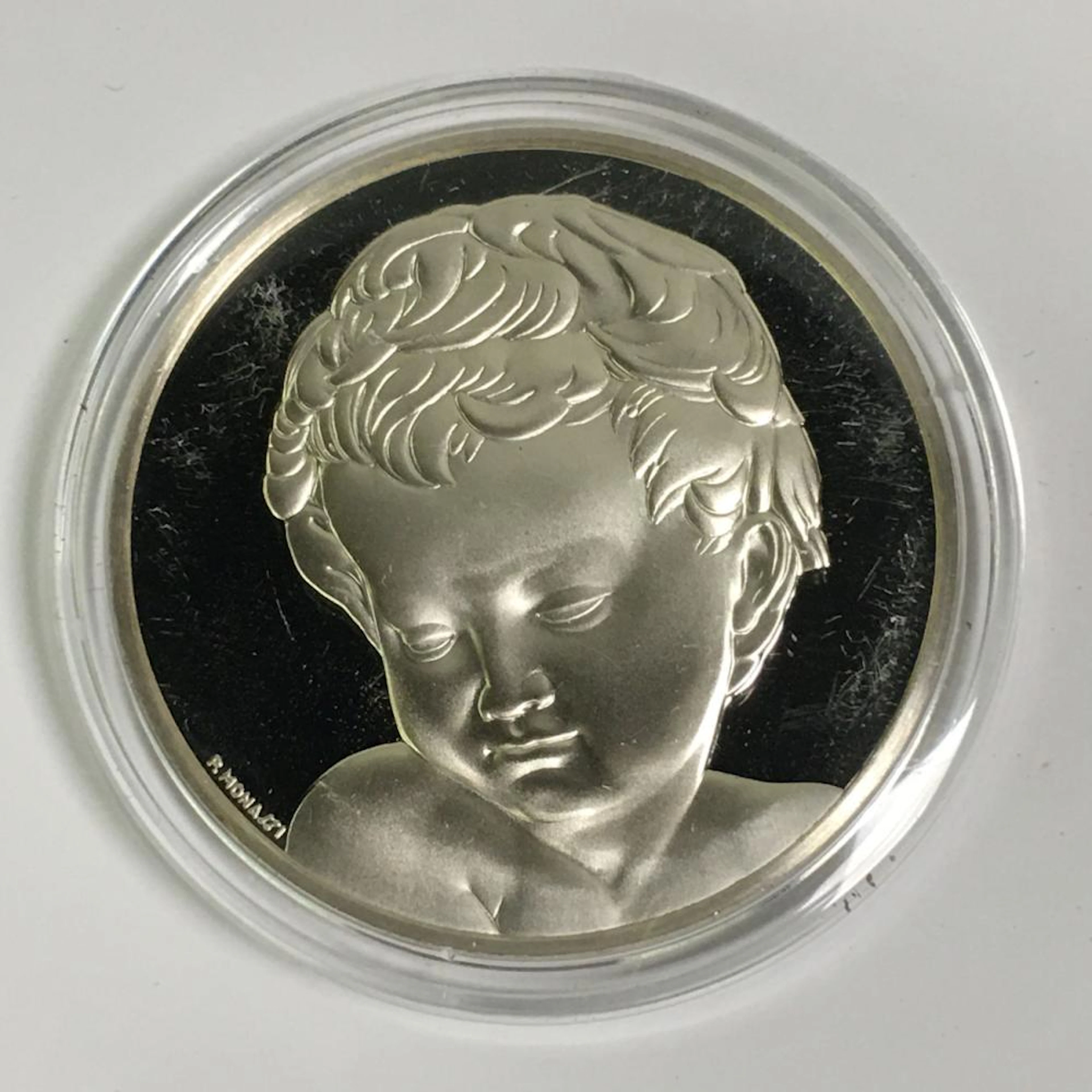 Sterling Round, Head Of Child From Bruges Madonna
