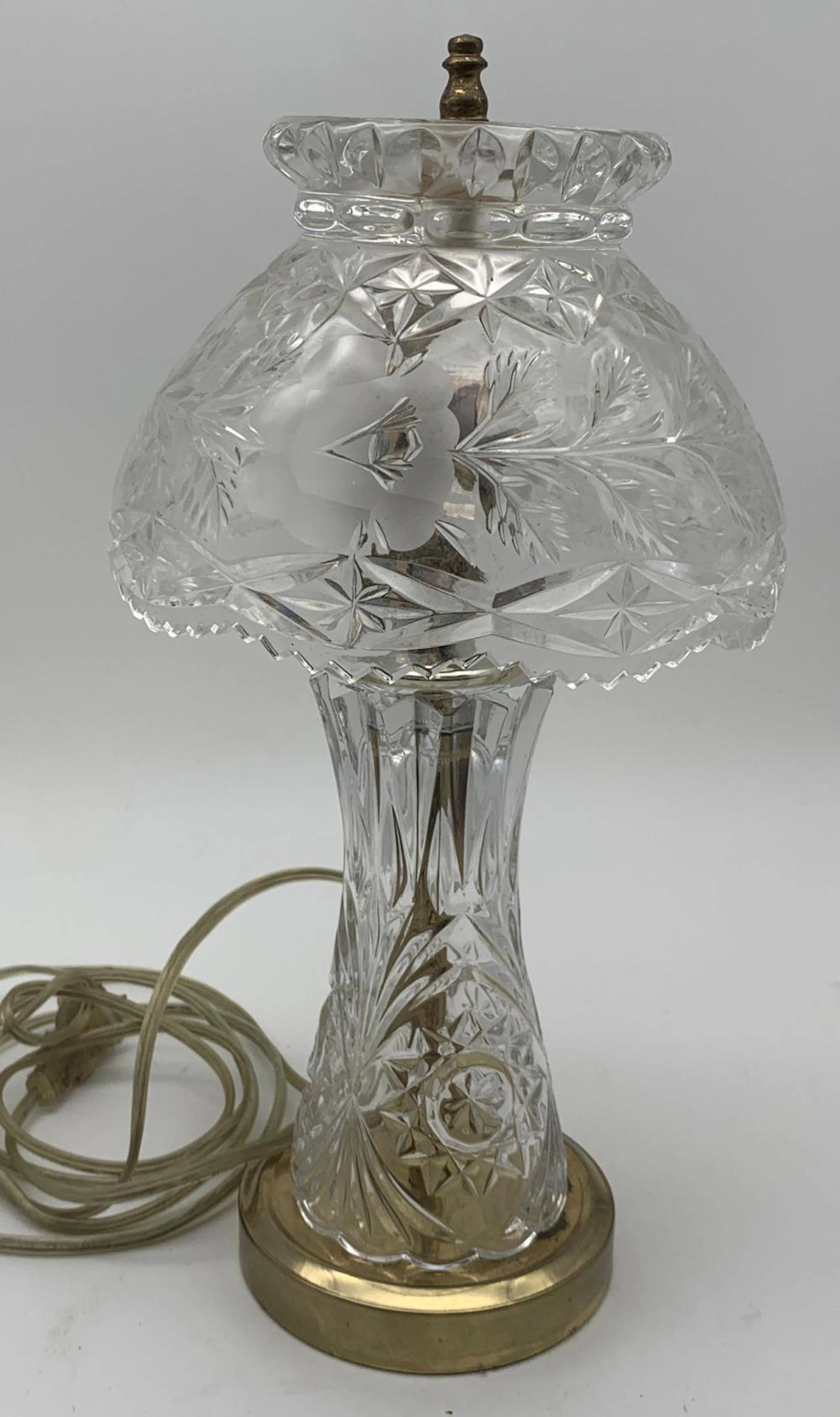Vintage Cut Glass Bedside Table Lamp