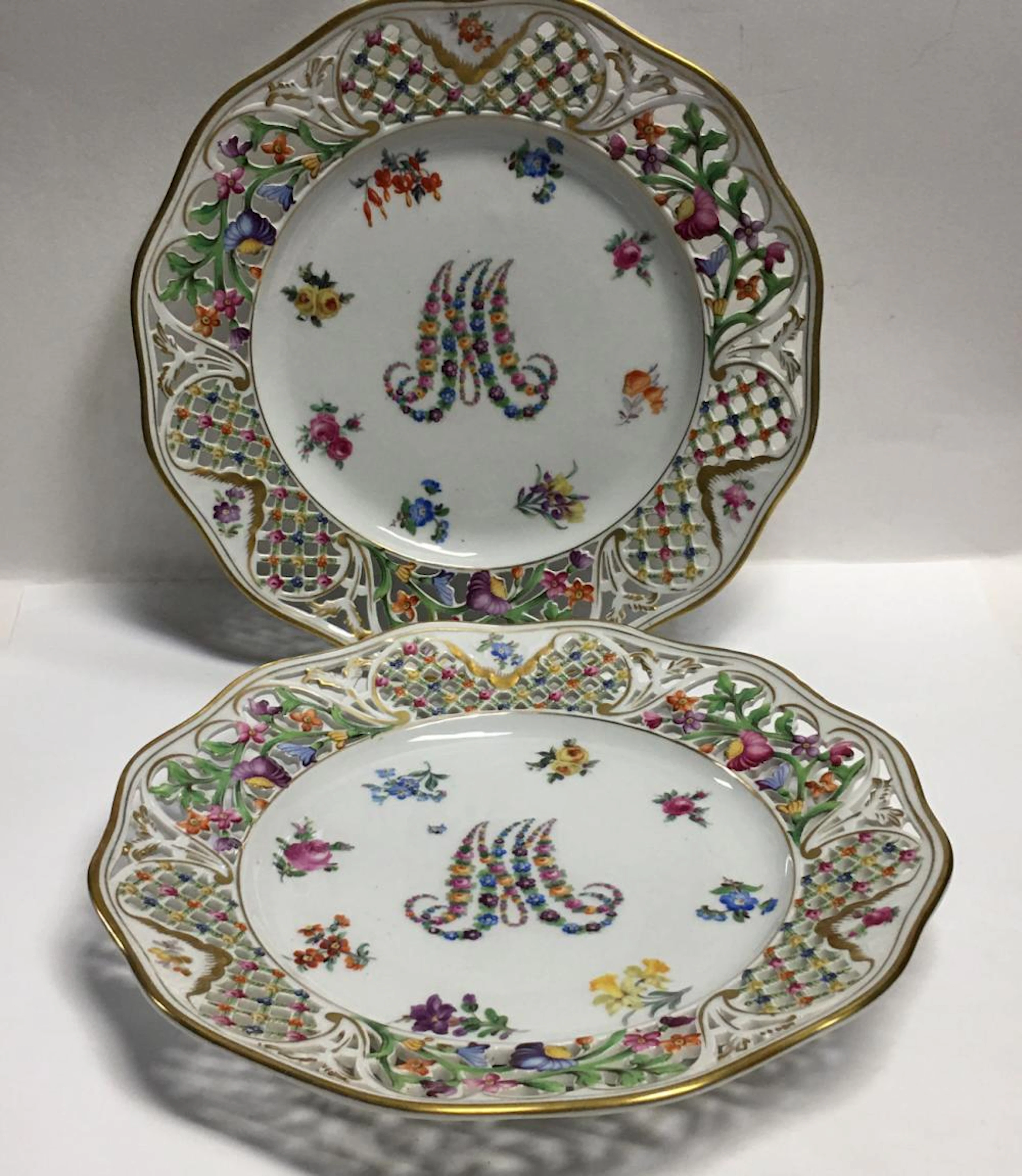 Pair Of Schumann Dresden Marie Antoinette Plates