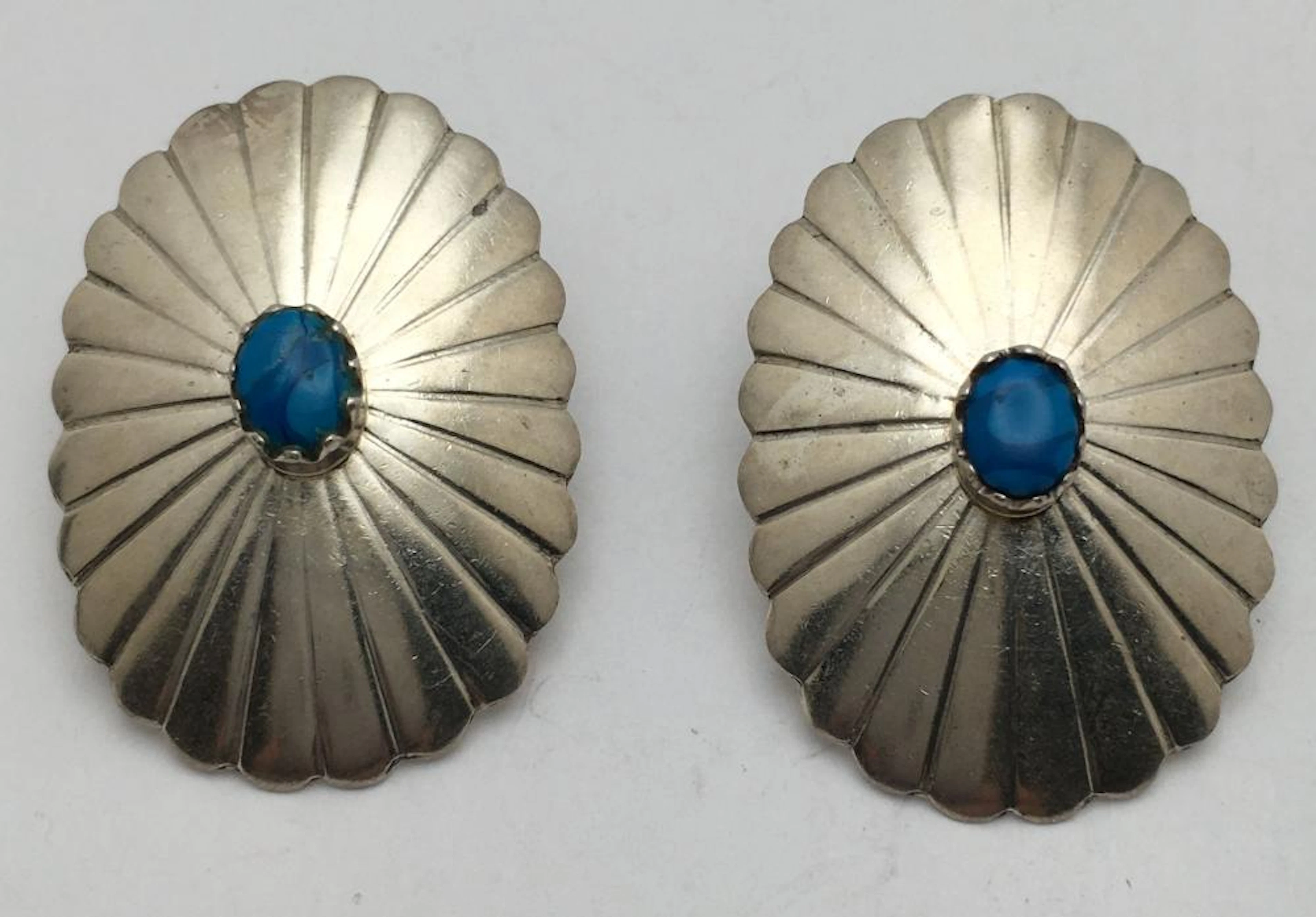 Sterling Silver Earrings With Blue Stone