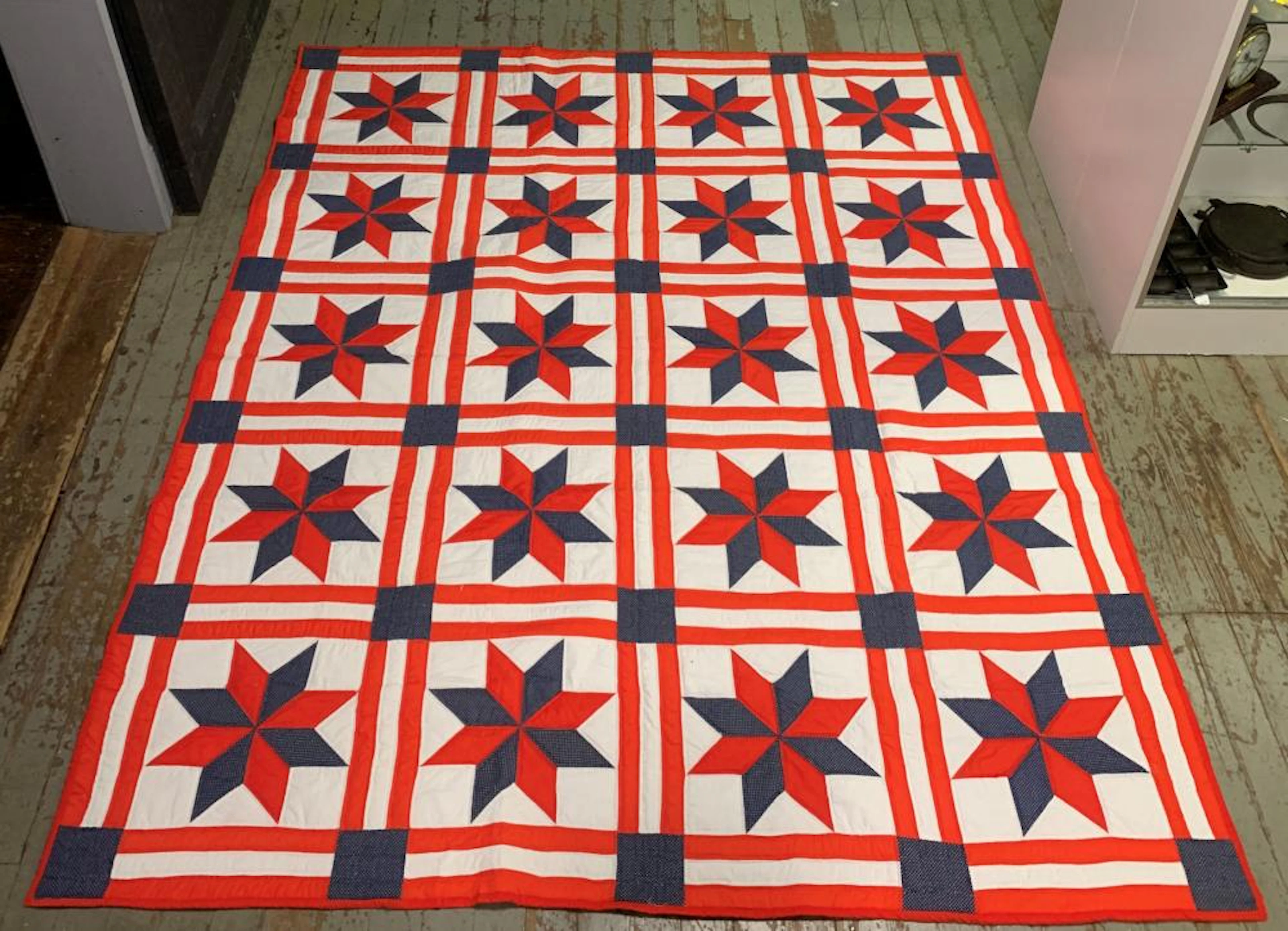 Red, White & Blue Hand Sewn Quilt