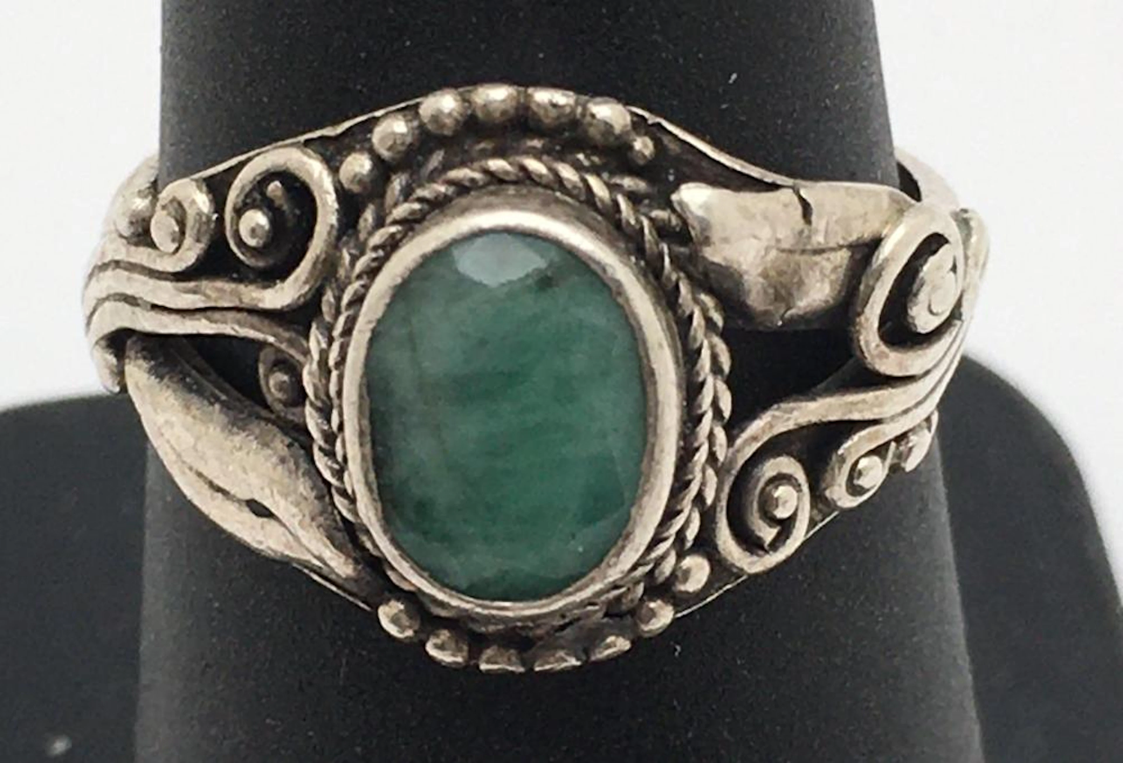 Sterling Silver Ring With Green Stone
