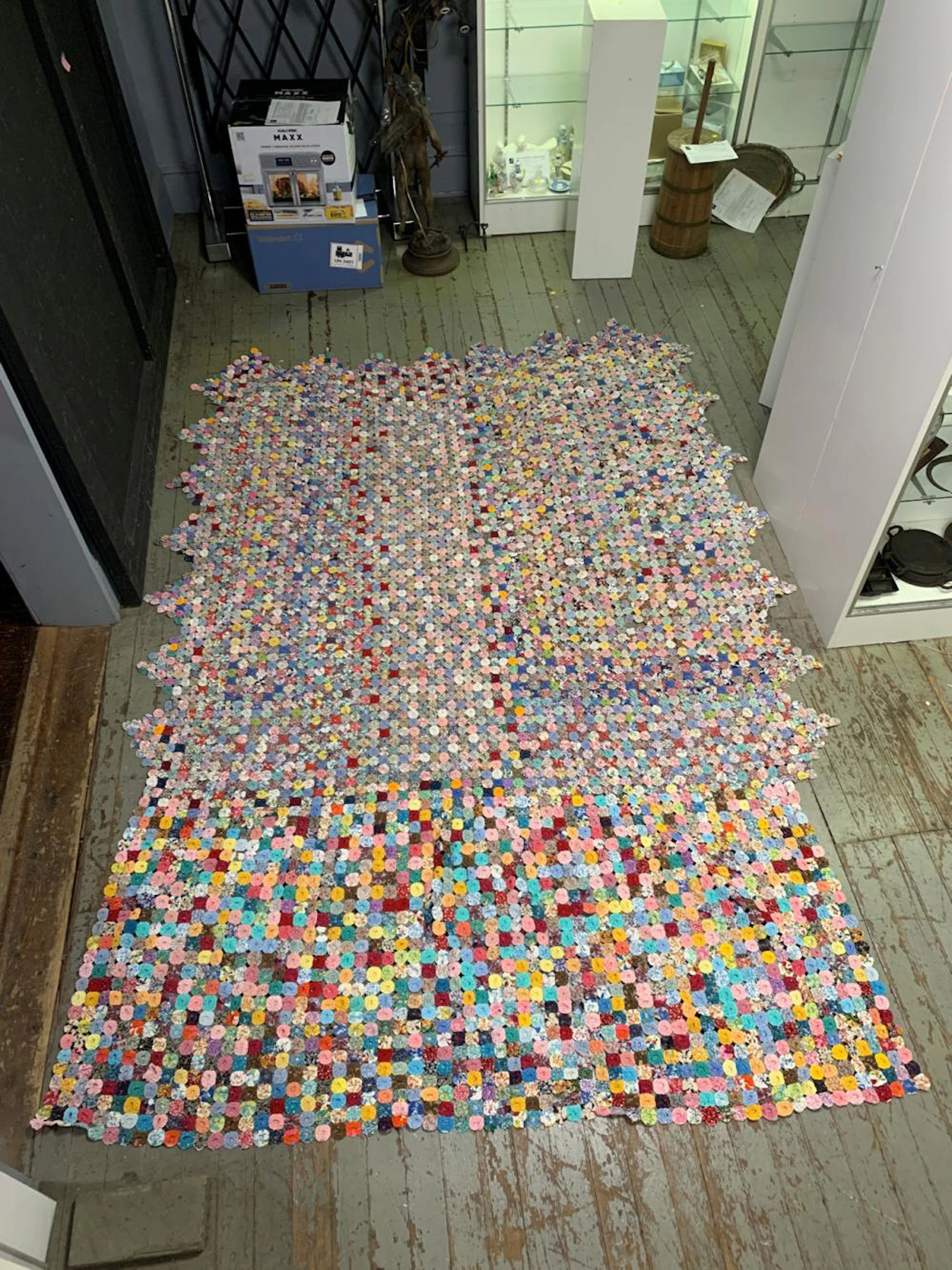 Large Hand Sewn Yo Yo Quilt