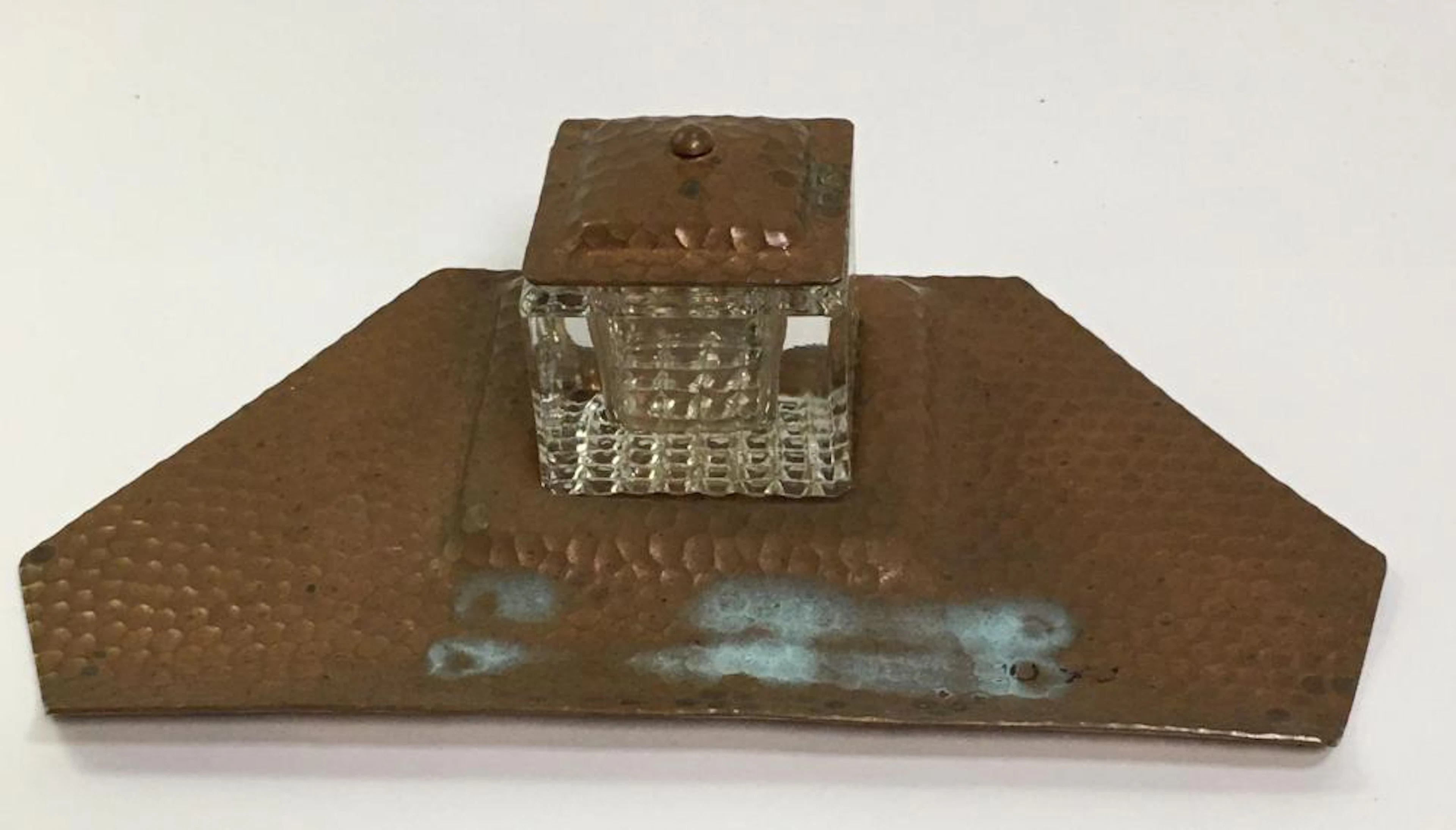 Hammered Copper Arts & Crafts Ink Well