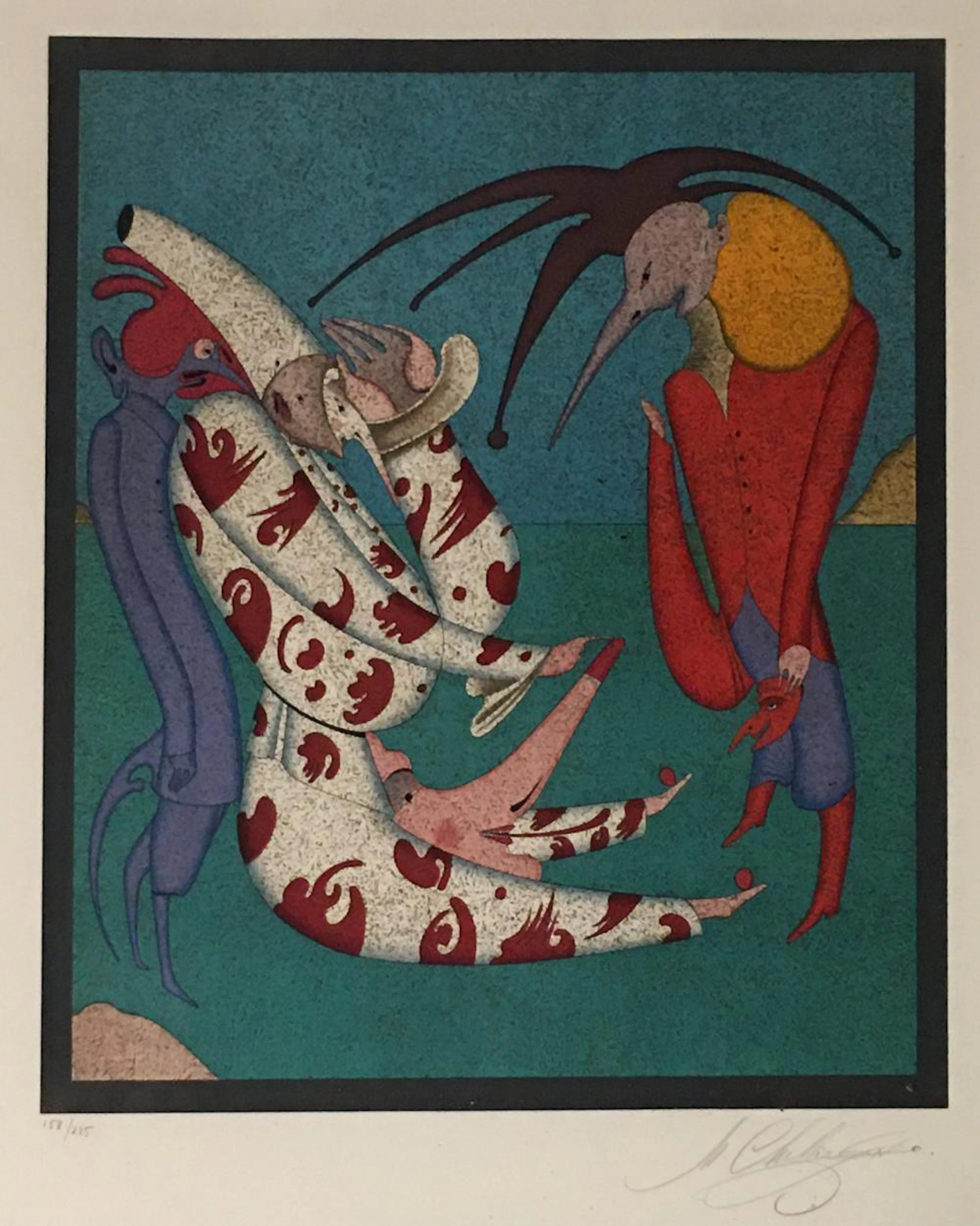 Mikhail Chemiakin Lithograph, Harlequi