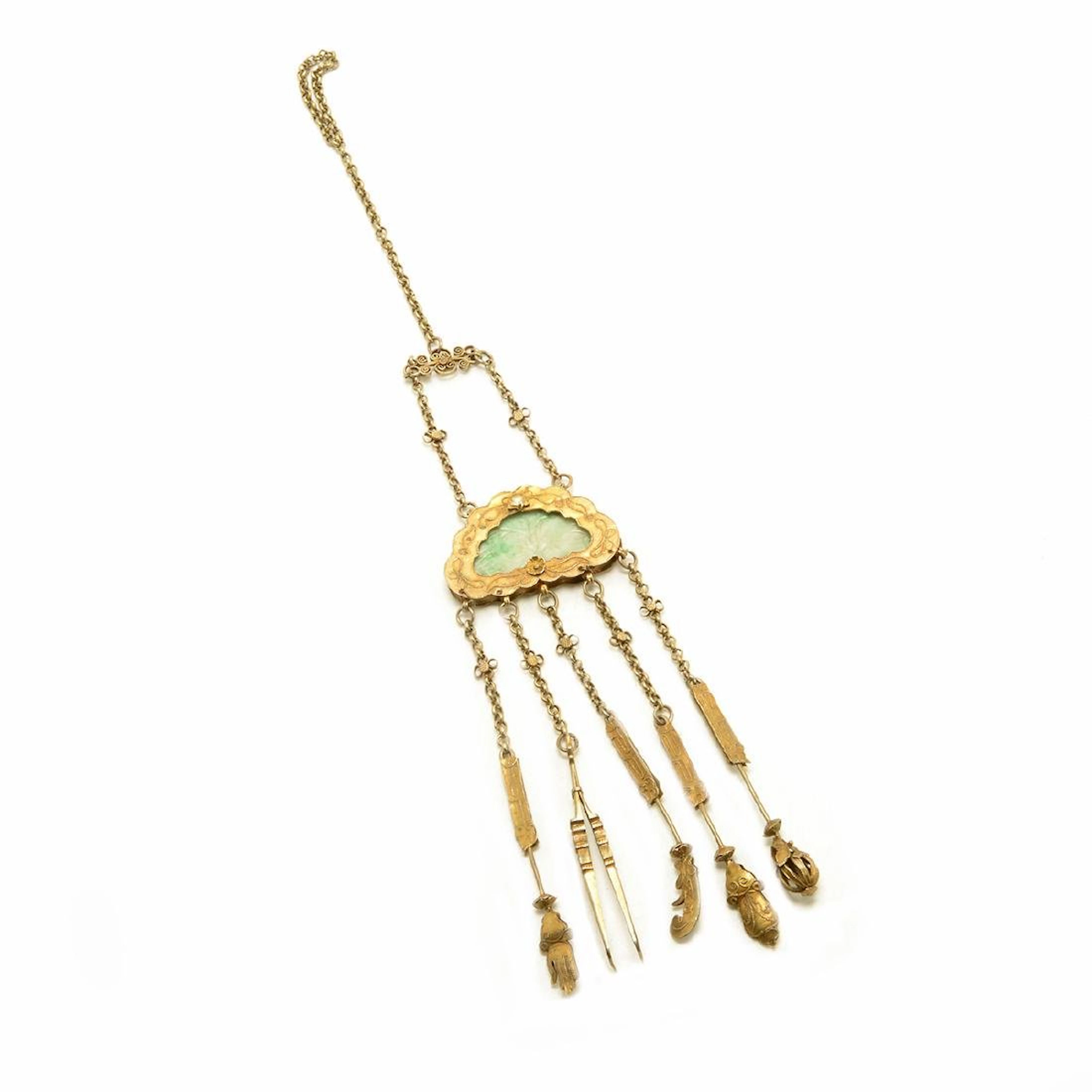 Chinese Export Gilt Silver Chatelaine, Republic Period