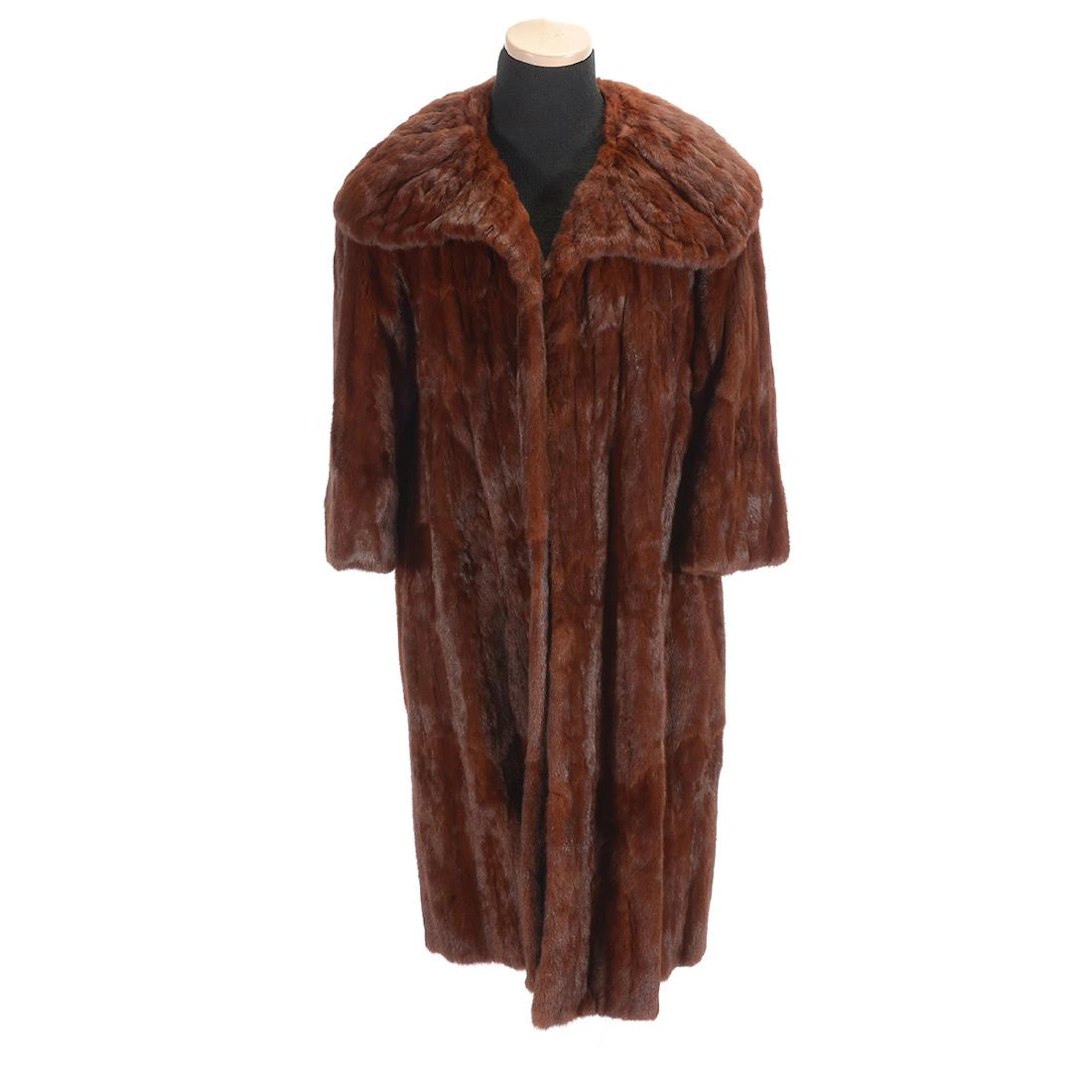 Full Length Sable Coat with Wide 'Lapel' Collar