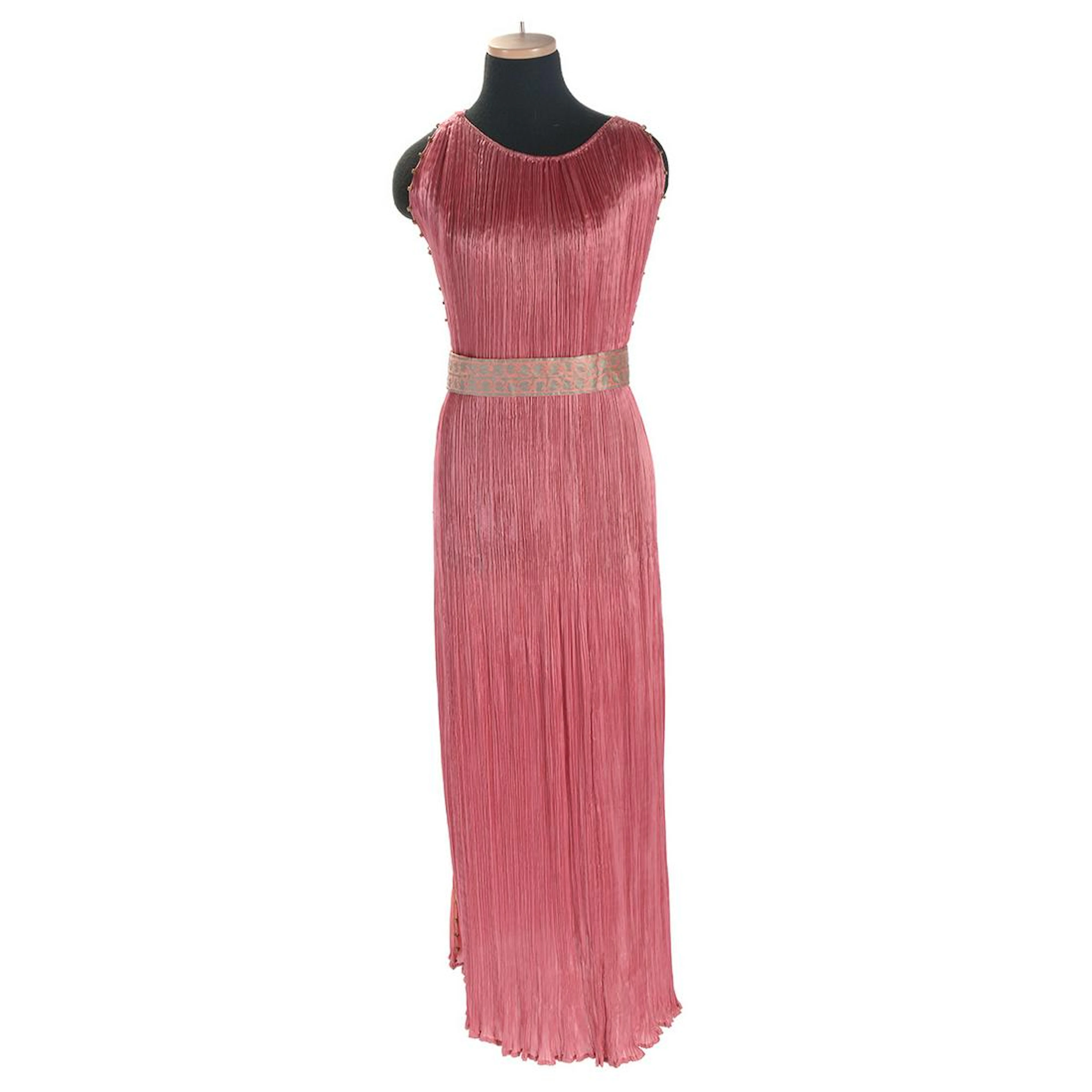 Mariano Fortuny Pink Delphos Gown with Belt.