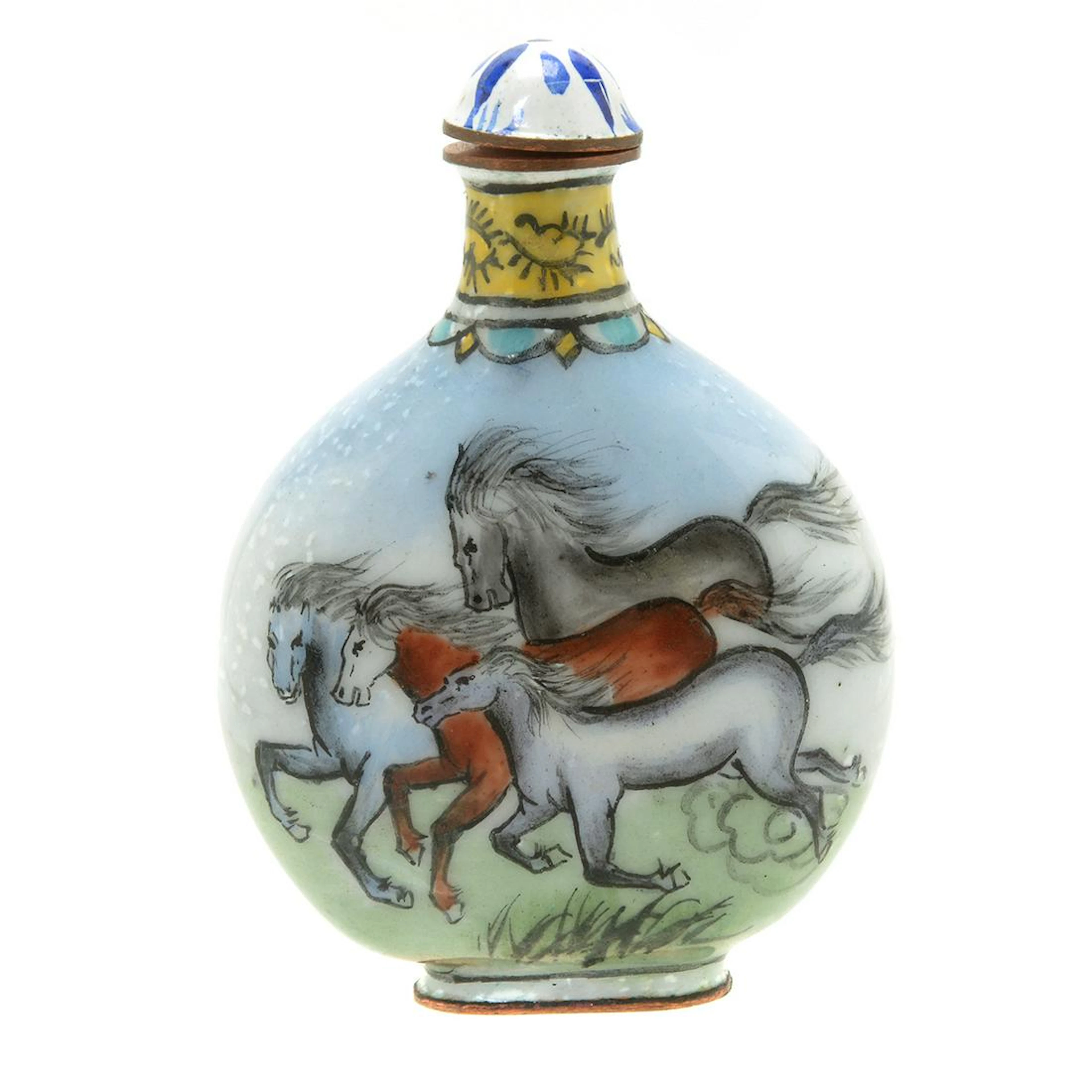 CloisonnÈ Snuff Bottle with Stopper.