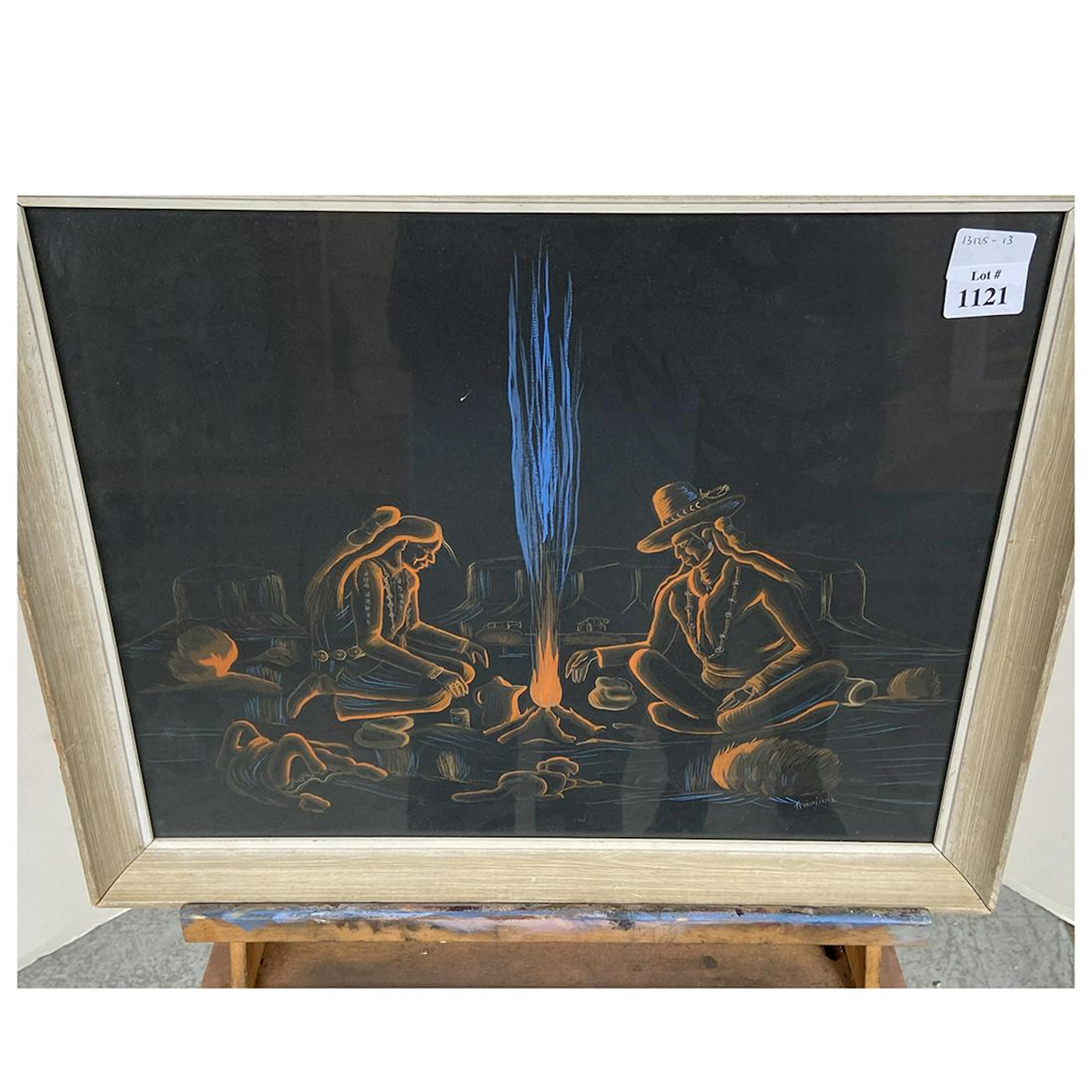 Framed Artwork, Campfire, Andy Tsinasinie