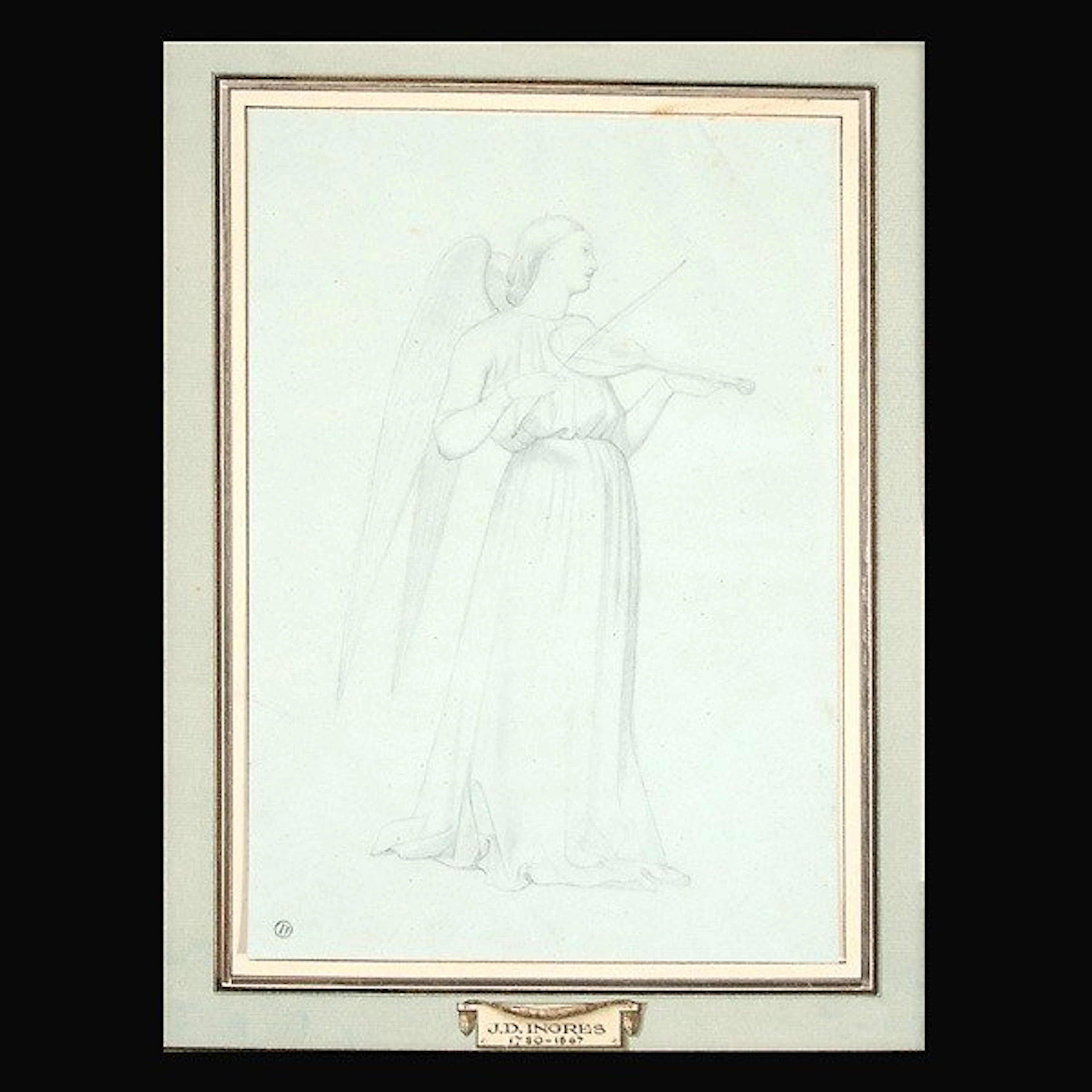 Ingres sketch of angel with violin