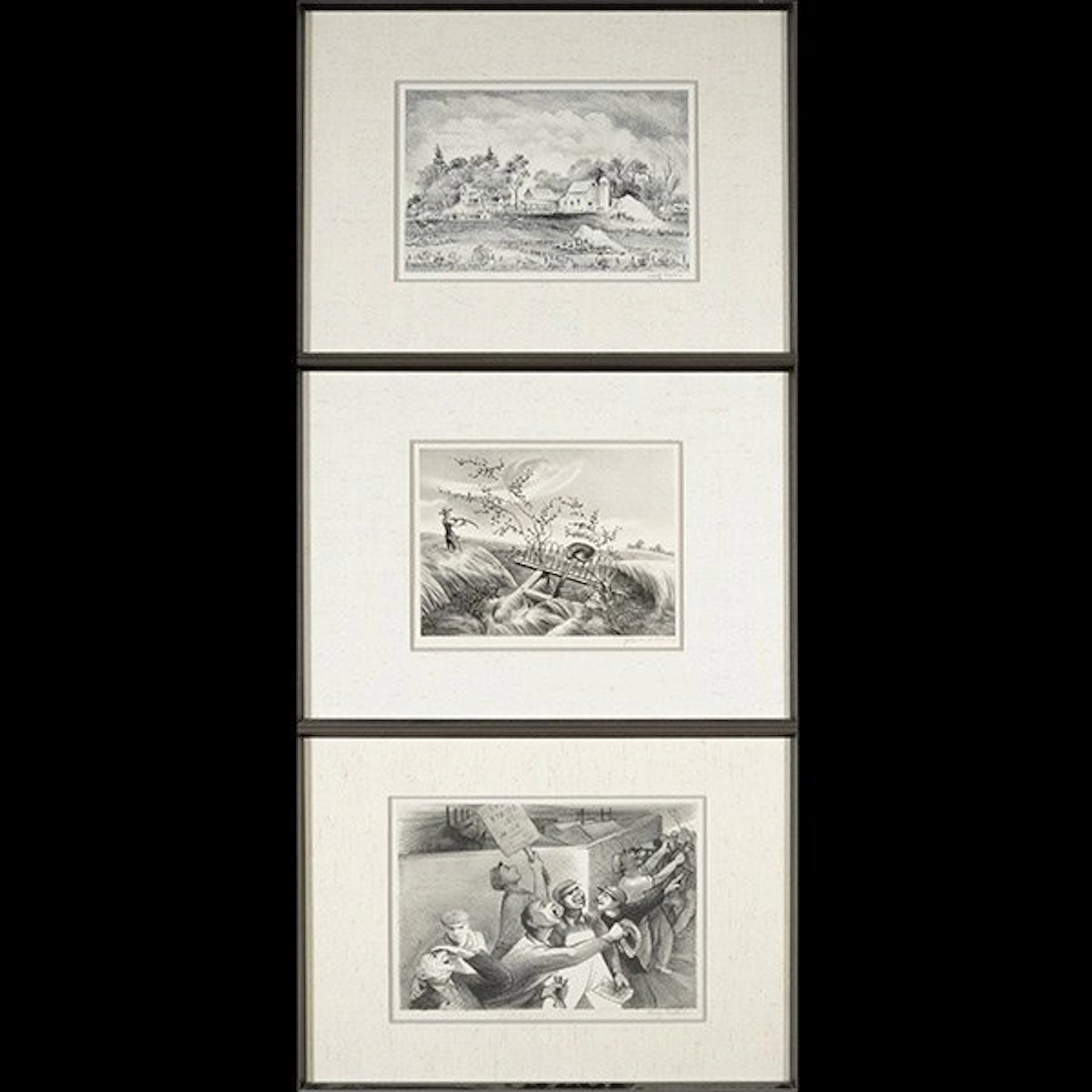 3 WPA lithographs on paper, signed