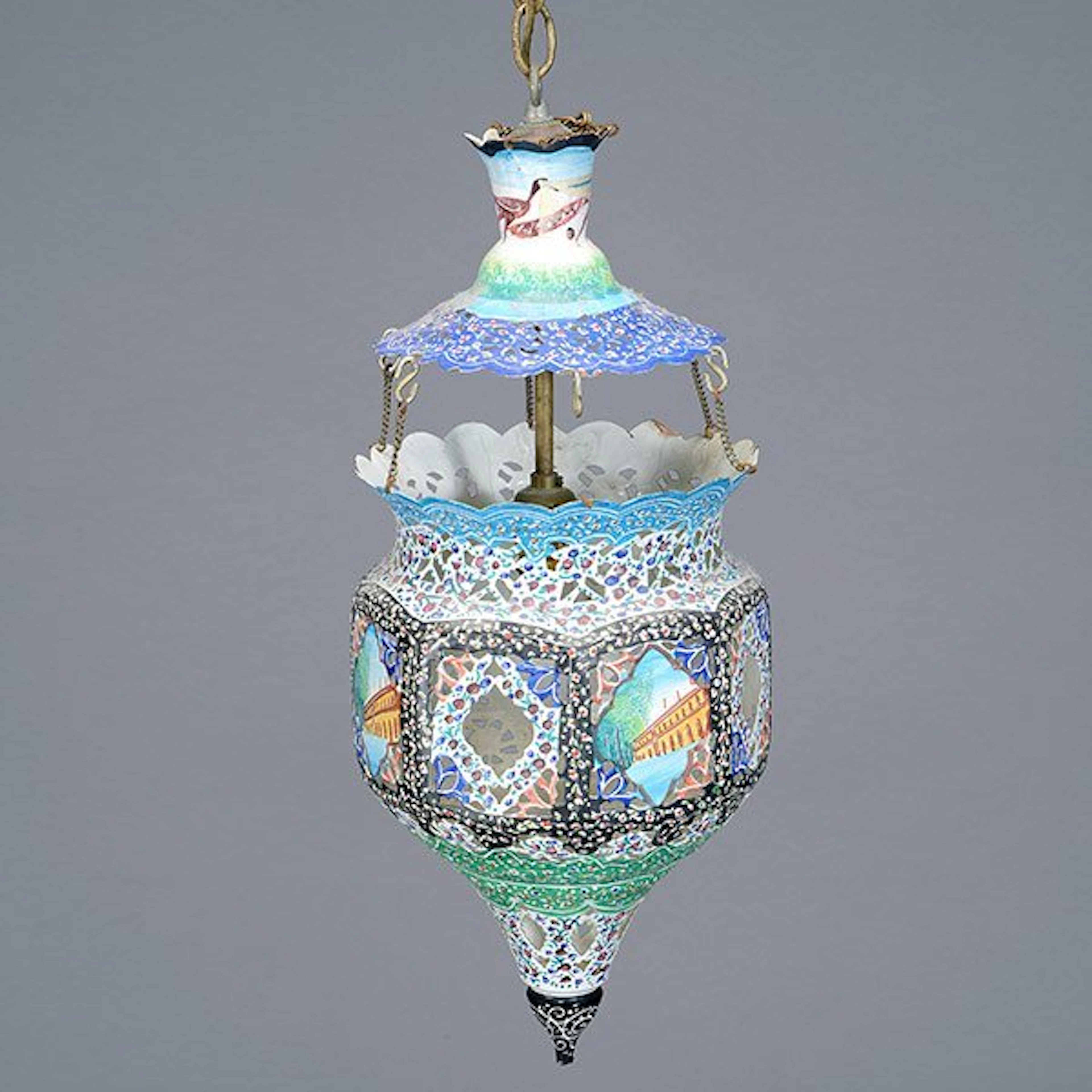 Moroccan Reticulated Enamel Chandelier