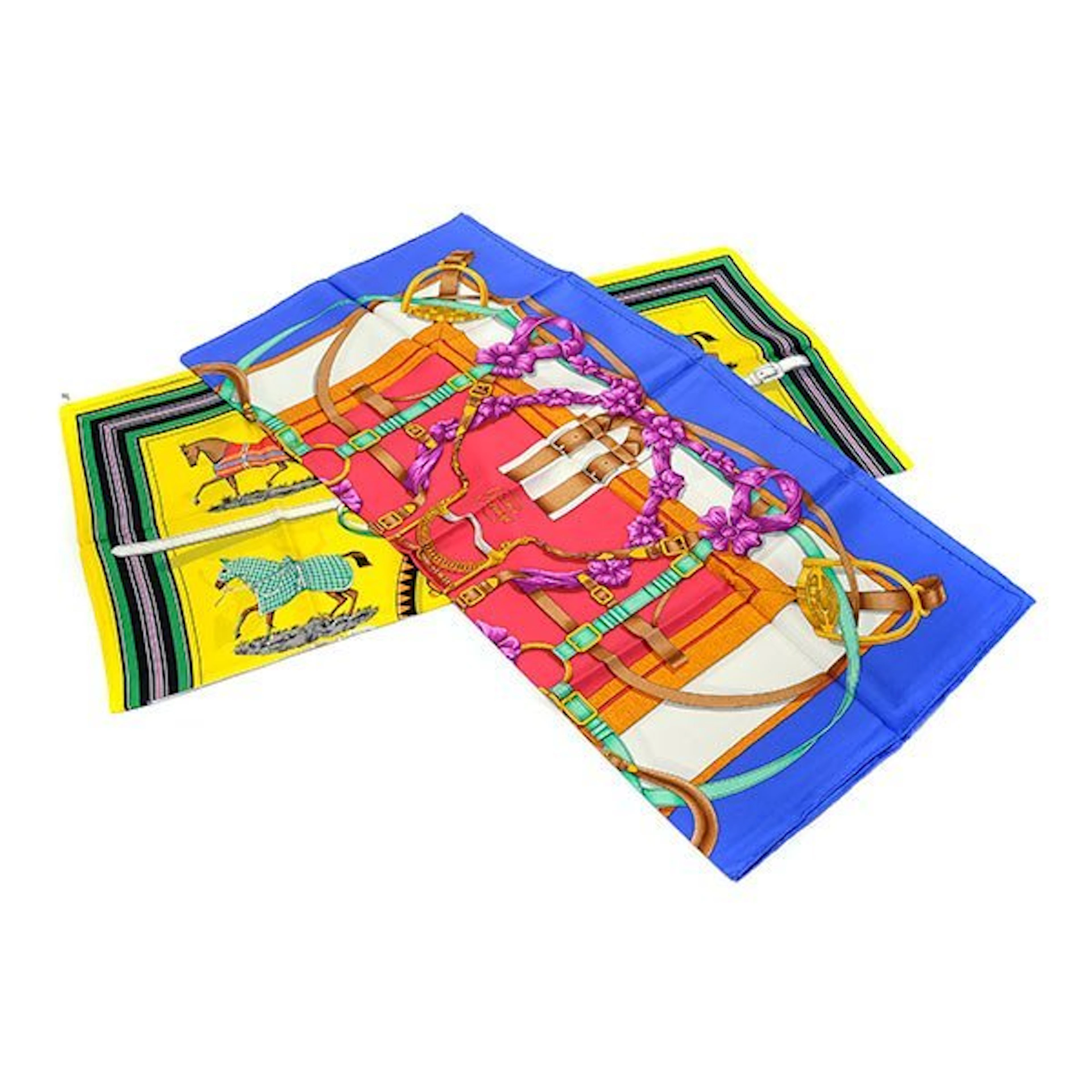 Collection of Two Vintage Hermes Silk Scarves.