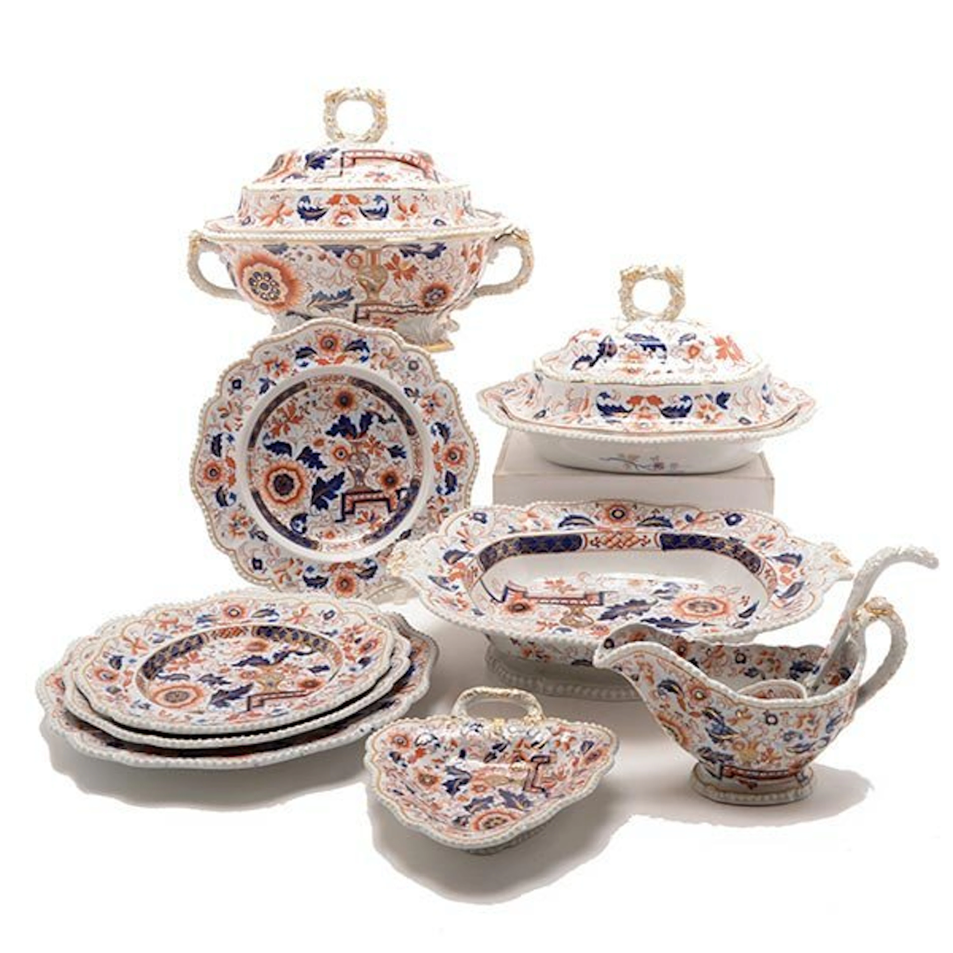 Suite of English Imari Pattern Stoneware China